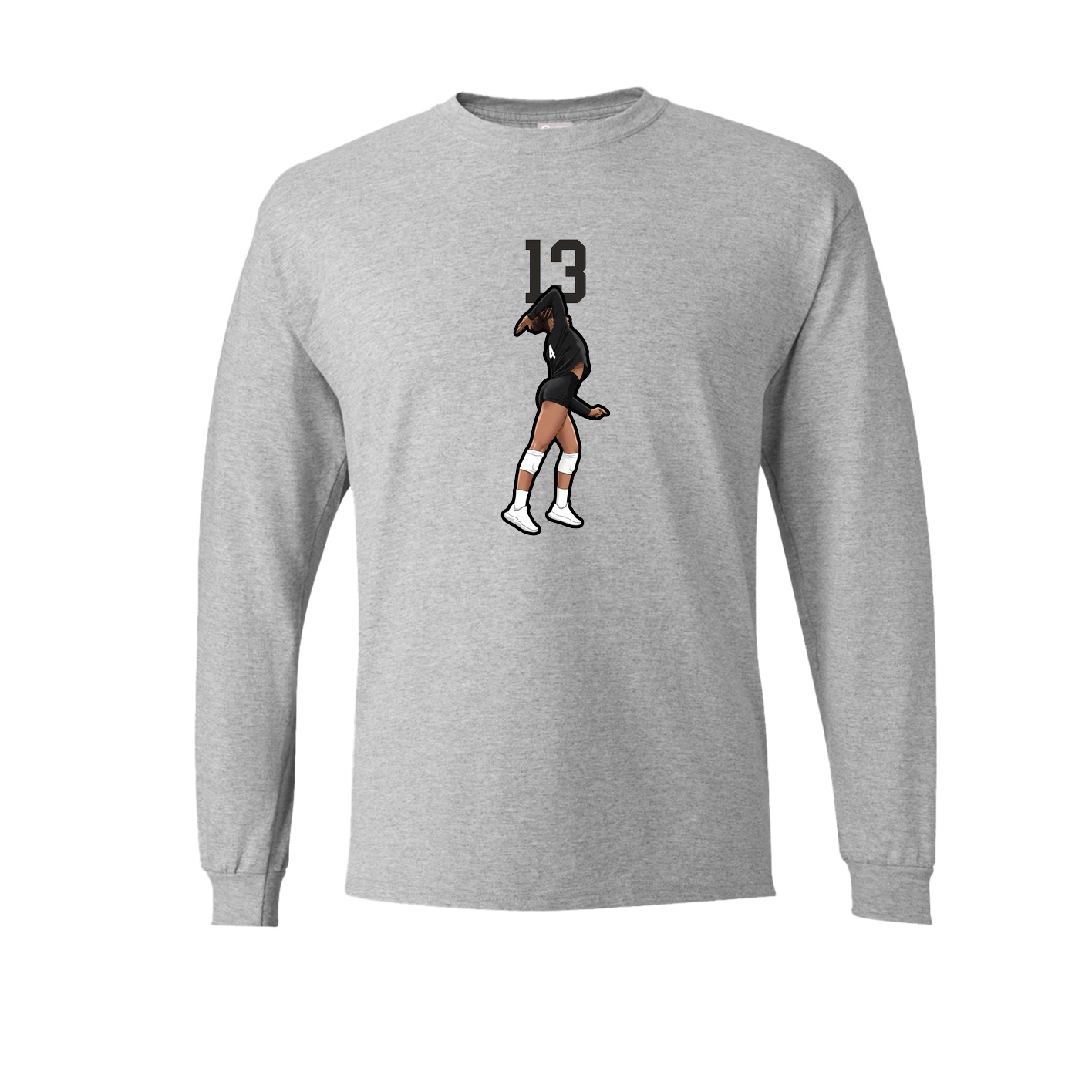 Long Sleeve Tee — Number Top in Grey