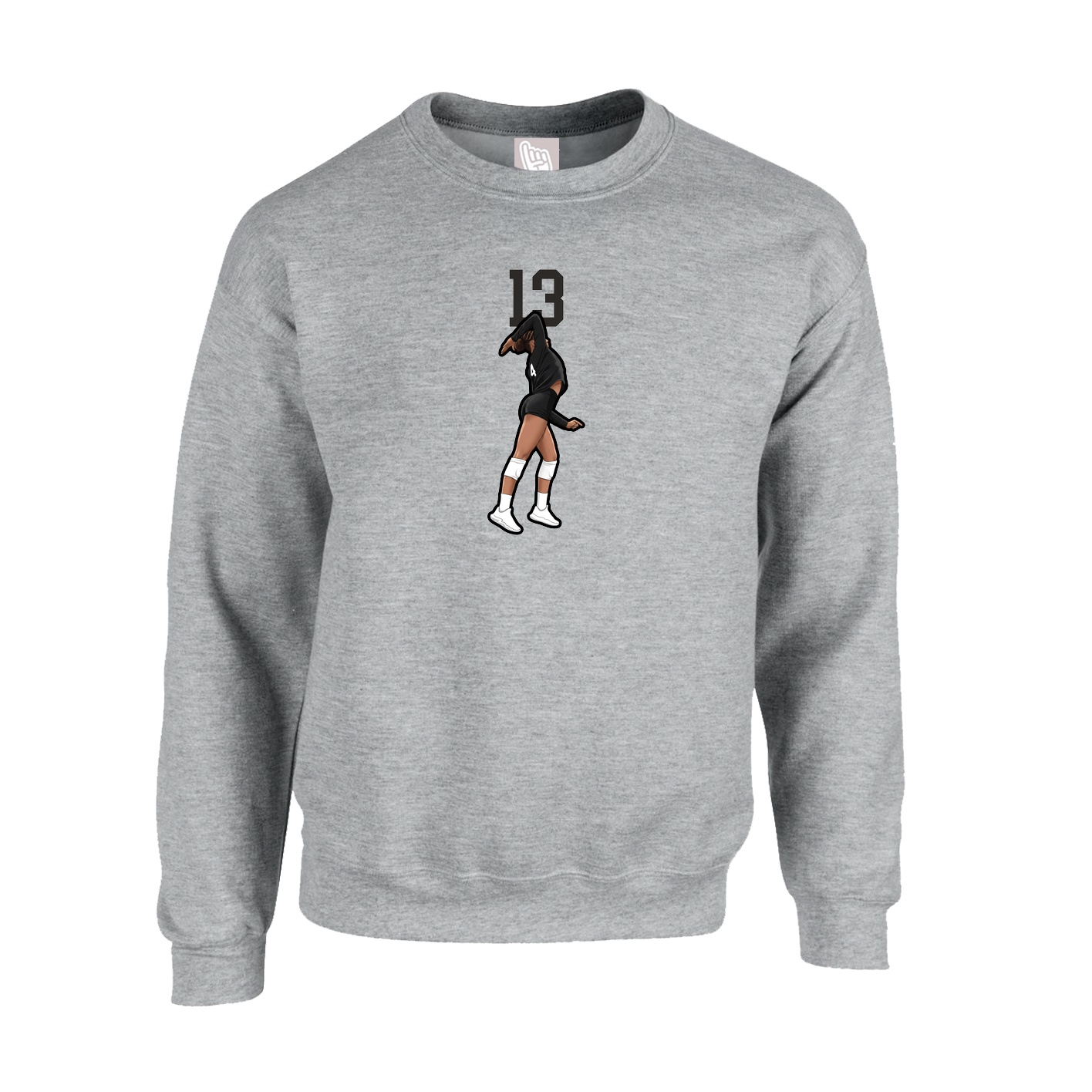 Fleece Crew — Number Top in Grey