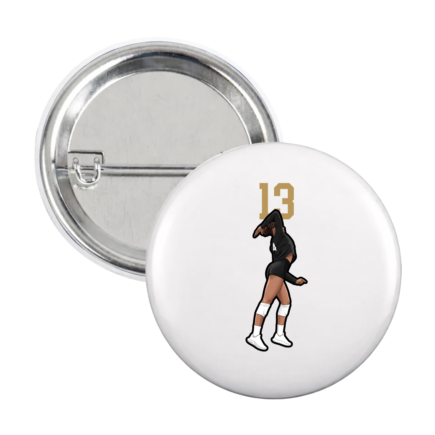 Game Day Button — Number Top in White
