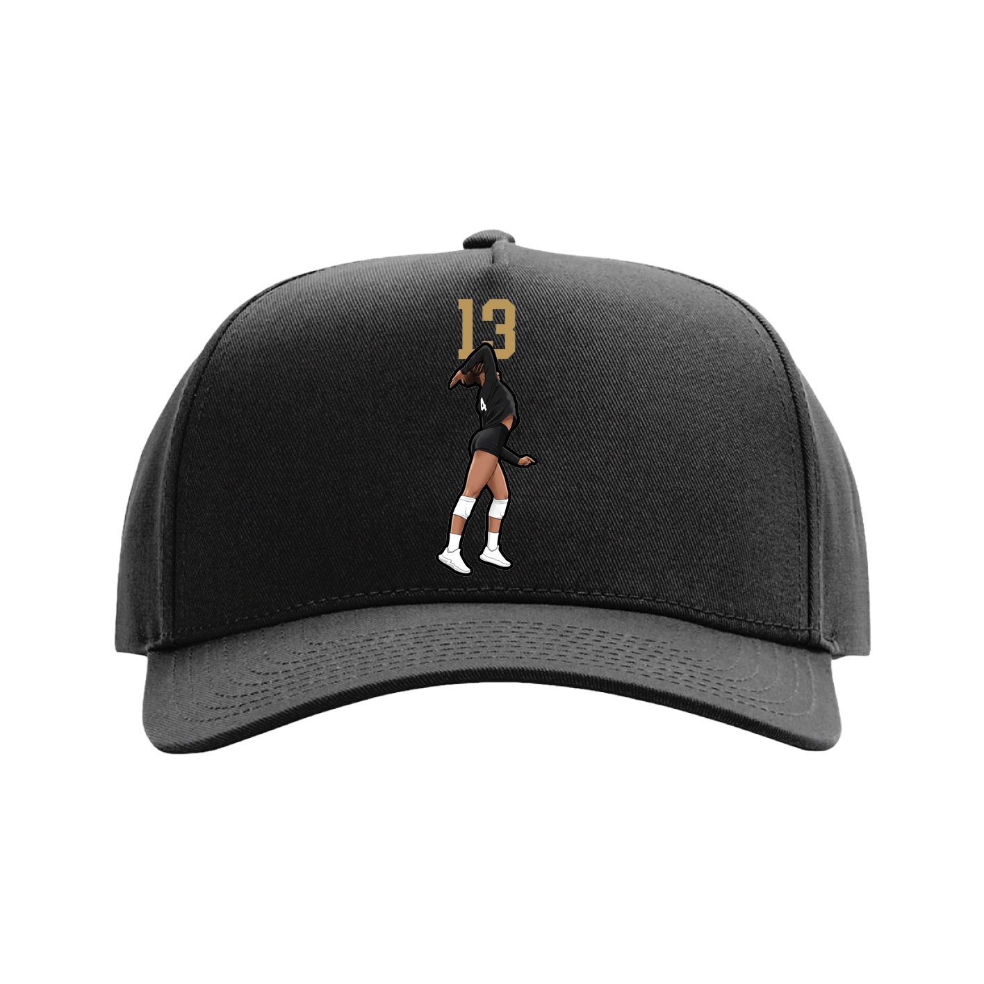 Full Fabric Five-Panel Champ Cap — Number Top in Black