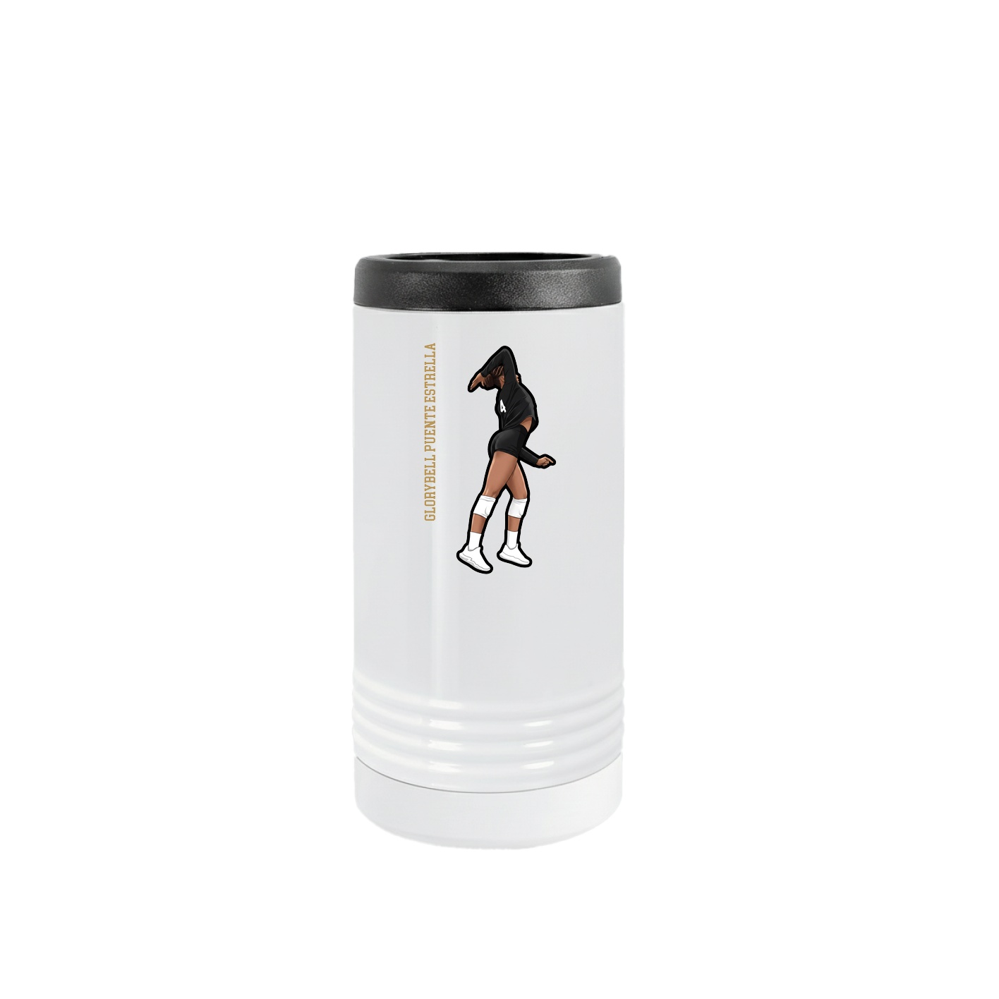 Slim Beverage Holder — Name Vertical in White
