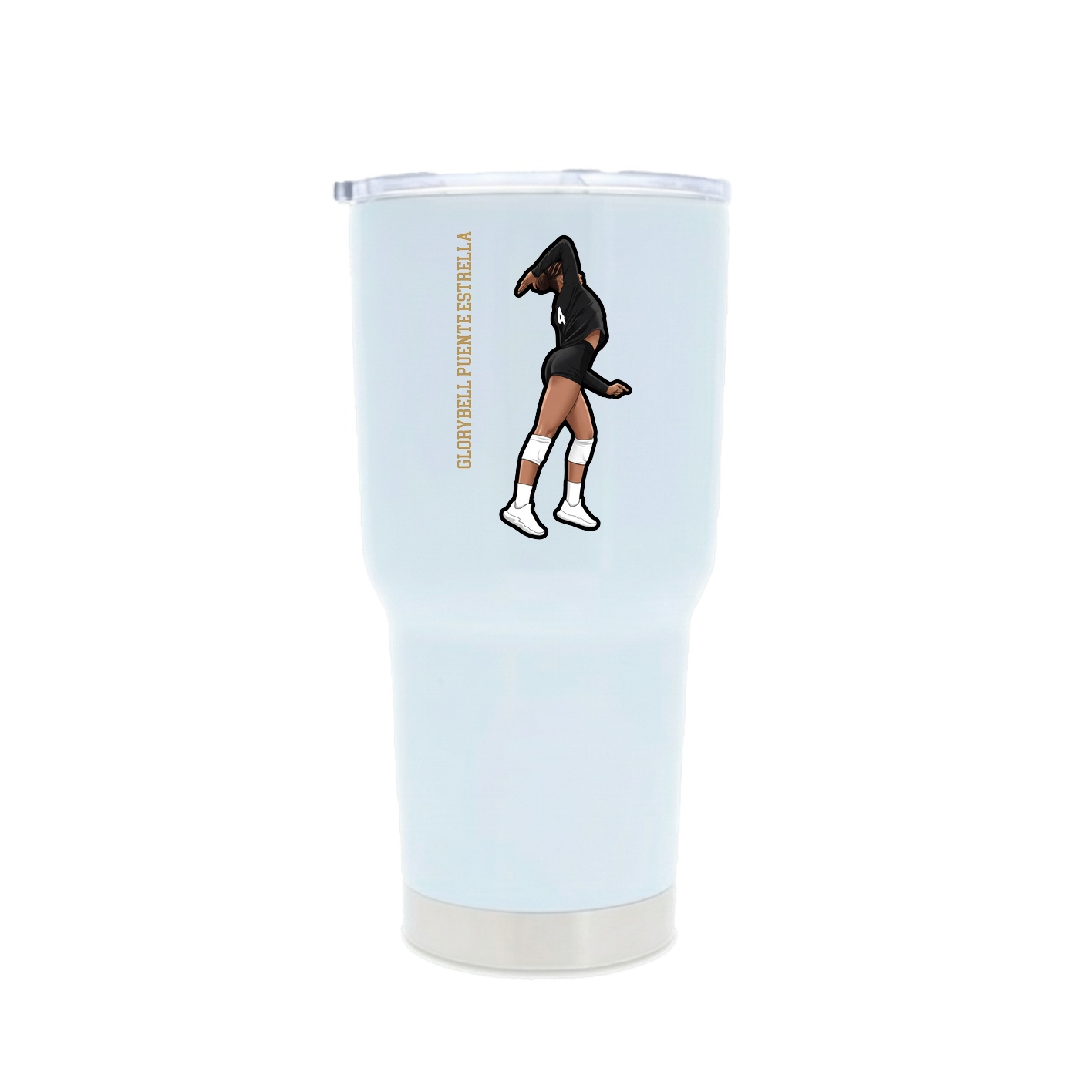 30oz Stainless Steel Tumbler — Name Vertical in White