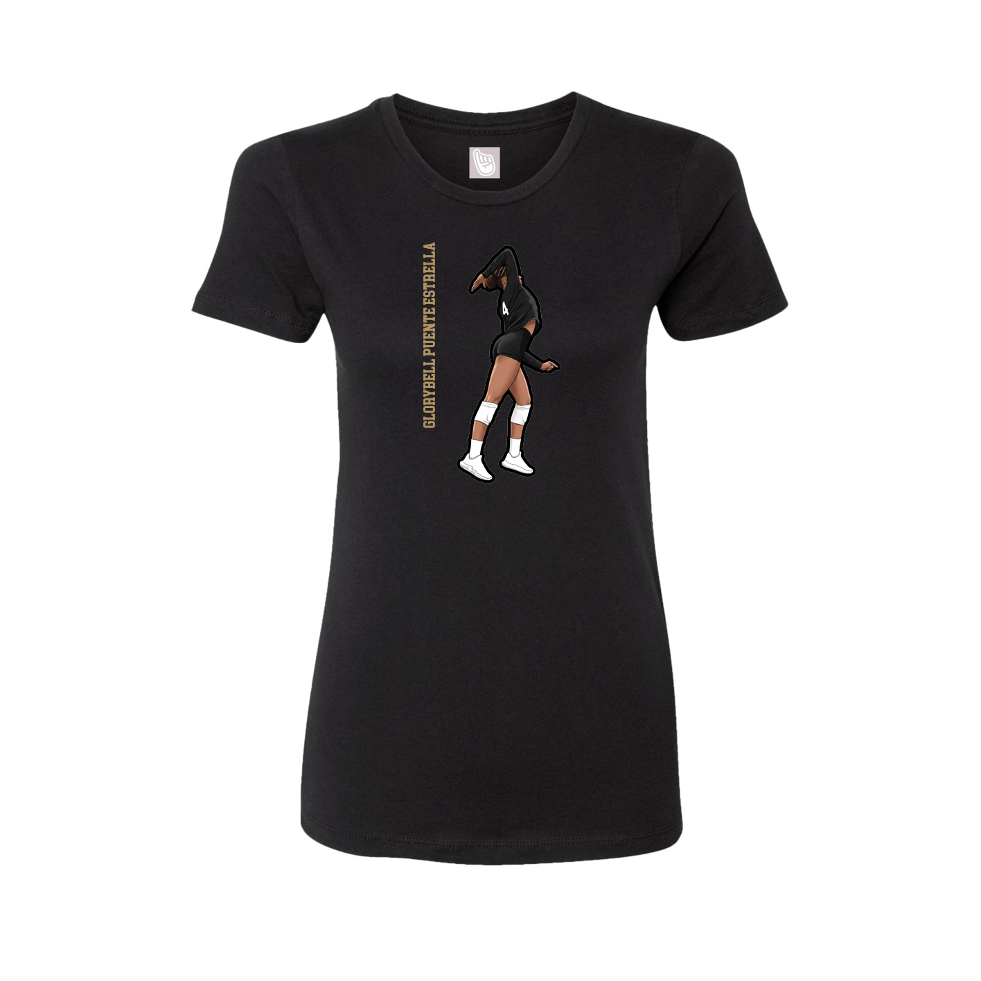 Fitted Women's Tee — Name Vertical in Black