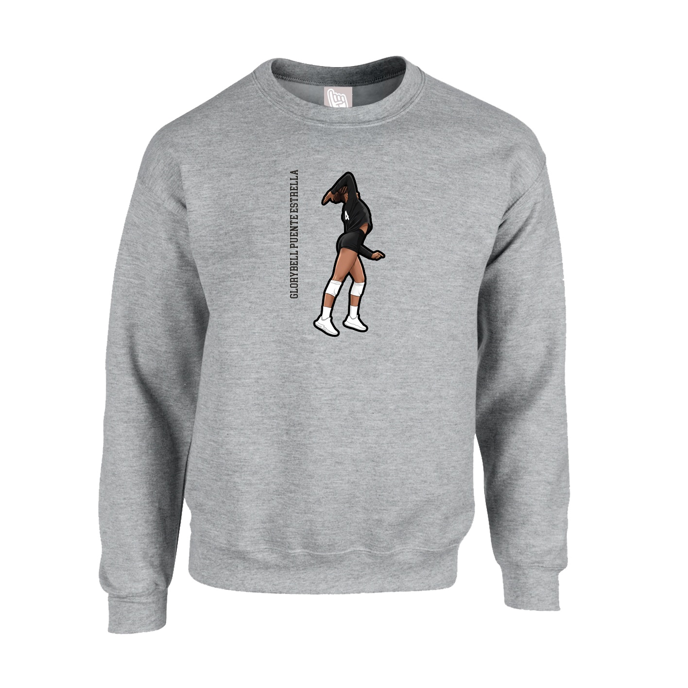Fleece Crew — Name Vertical in Grey