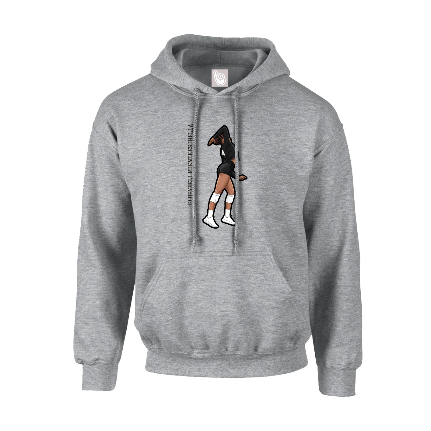 Youth Hoodie — Name Vertical in Grey