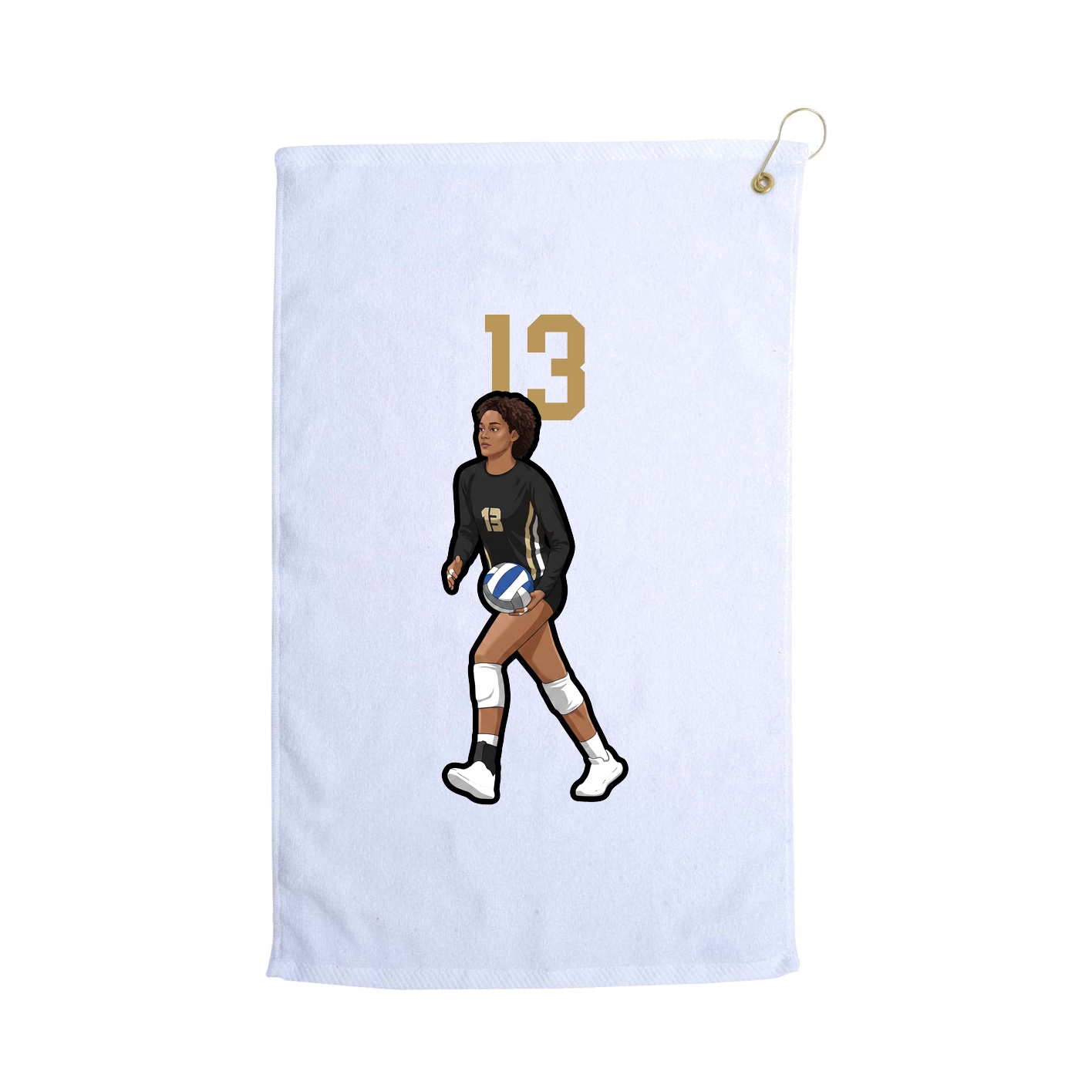 Golf Towel — Number Top in White
