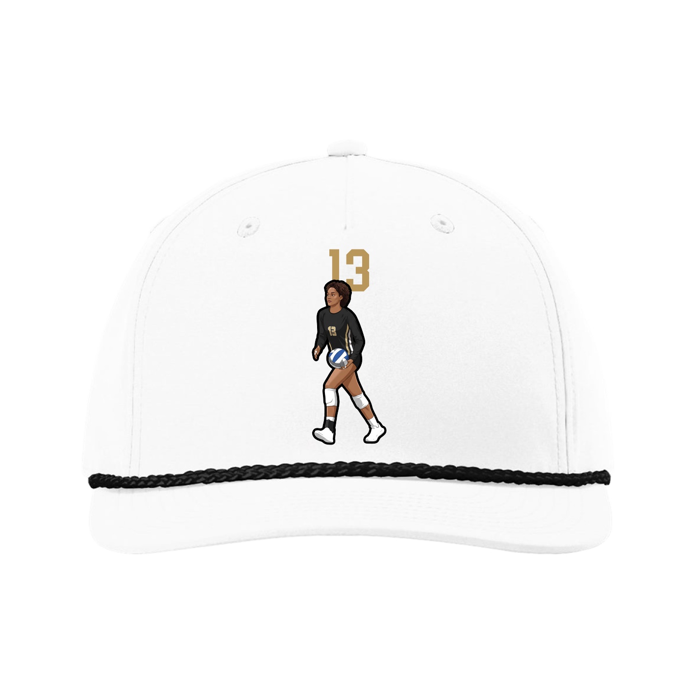 Five-Panel Classic Rope Cap — Number Top in White
