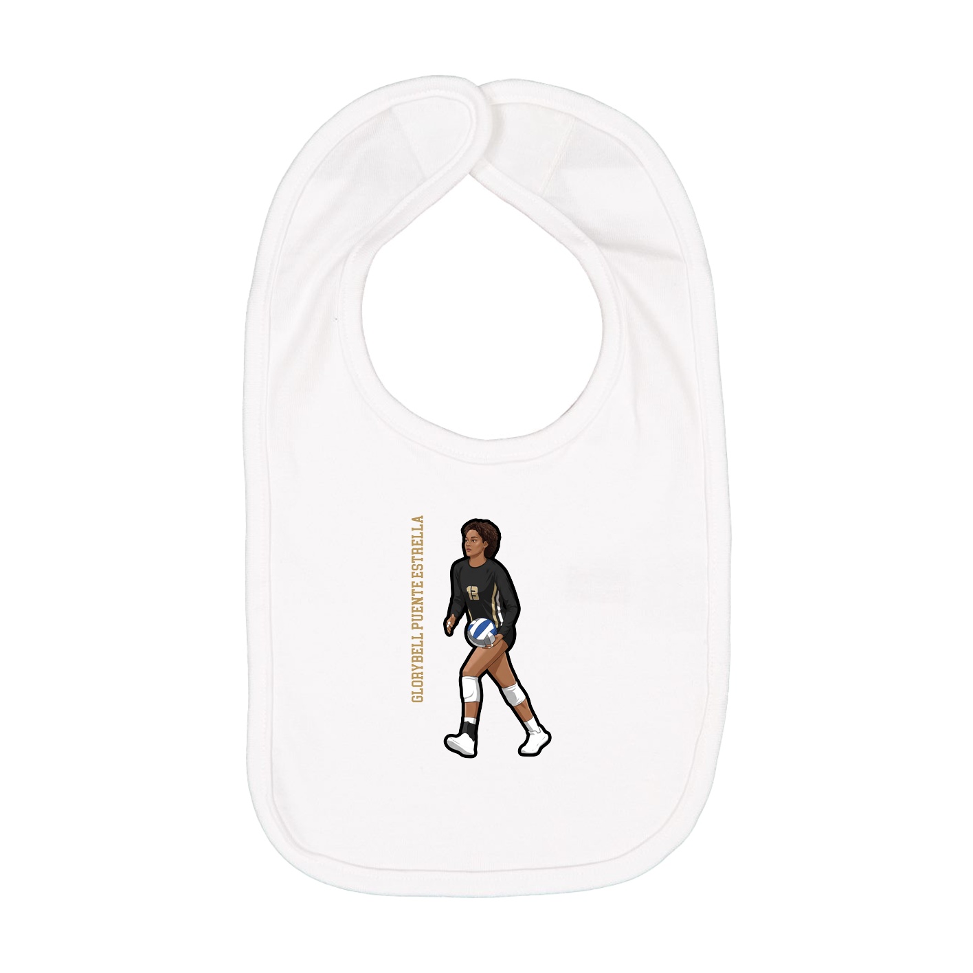Infant Bib — Name Vertical in White