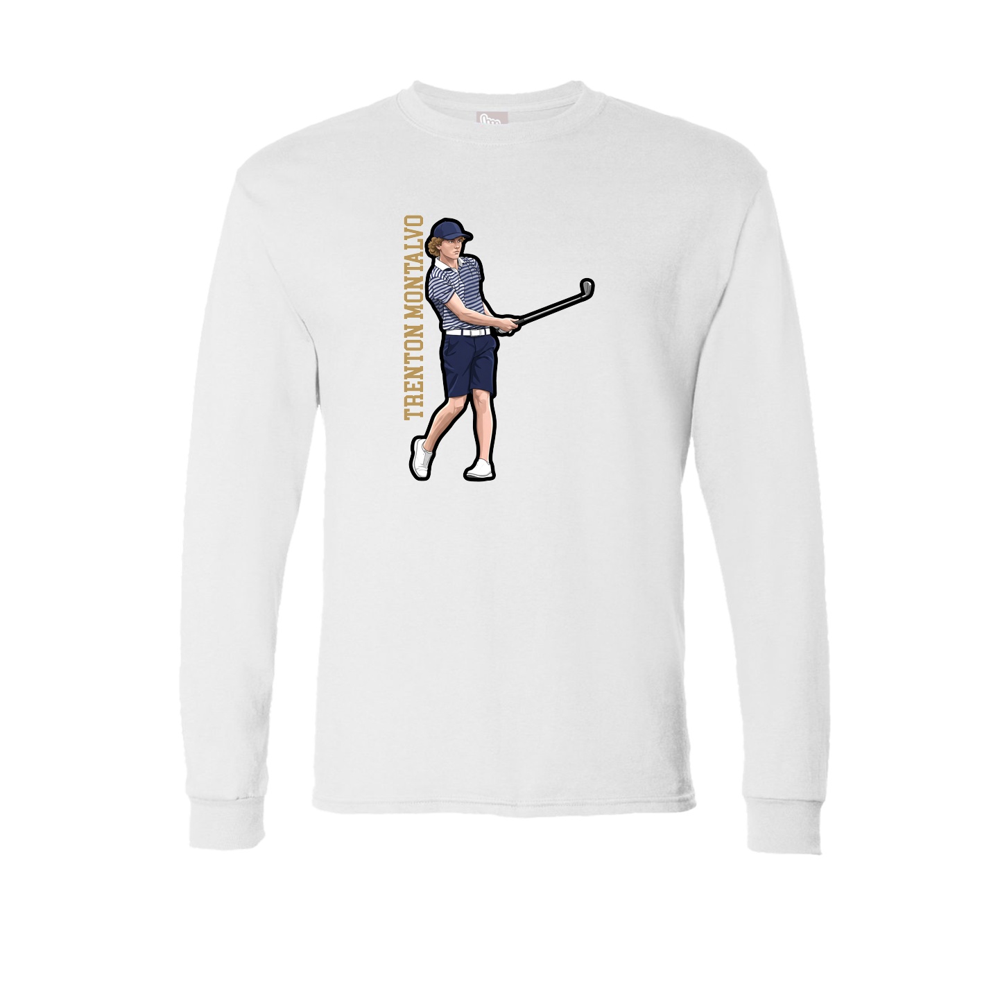 Long Sleeve Tee — Name Vertical in White