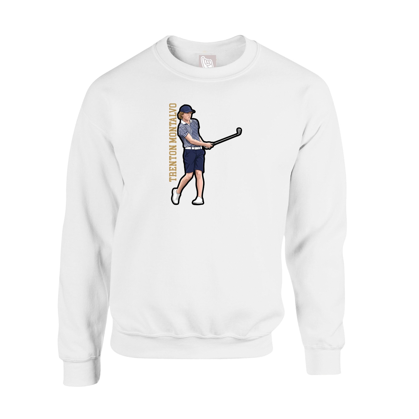 Fleece Crew — Name Vertical in White