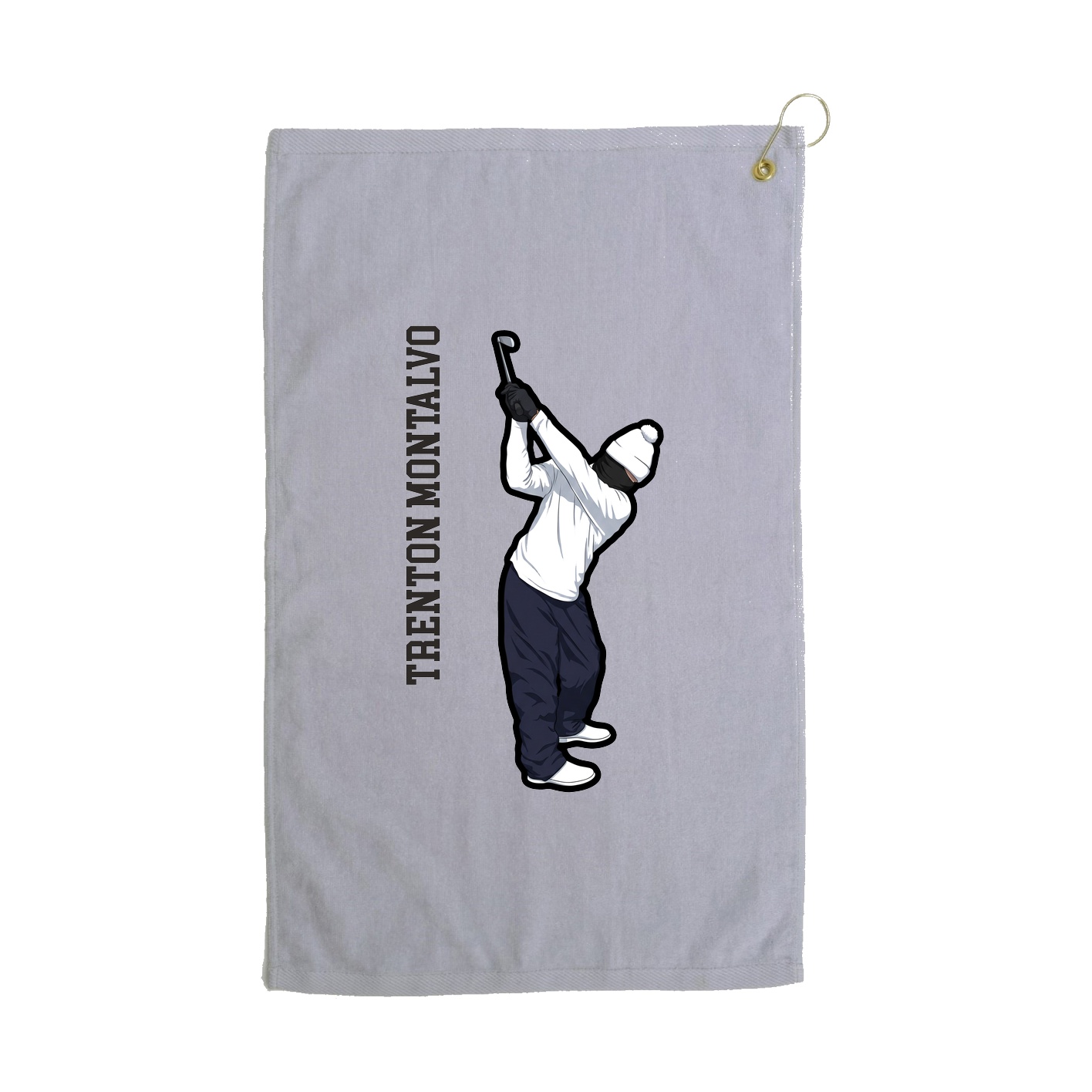Golf Towel — Name Vertical in Grey