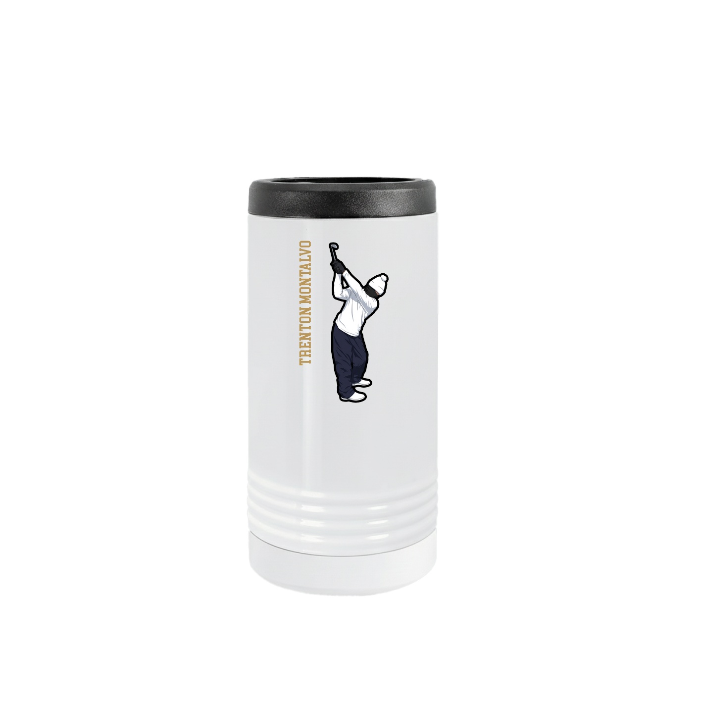 Slim Beverage Holder — Name Vertical in White