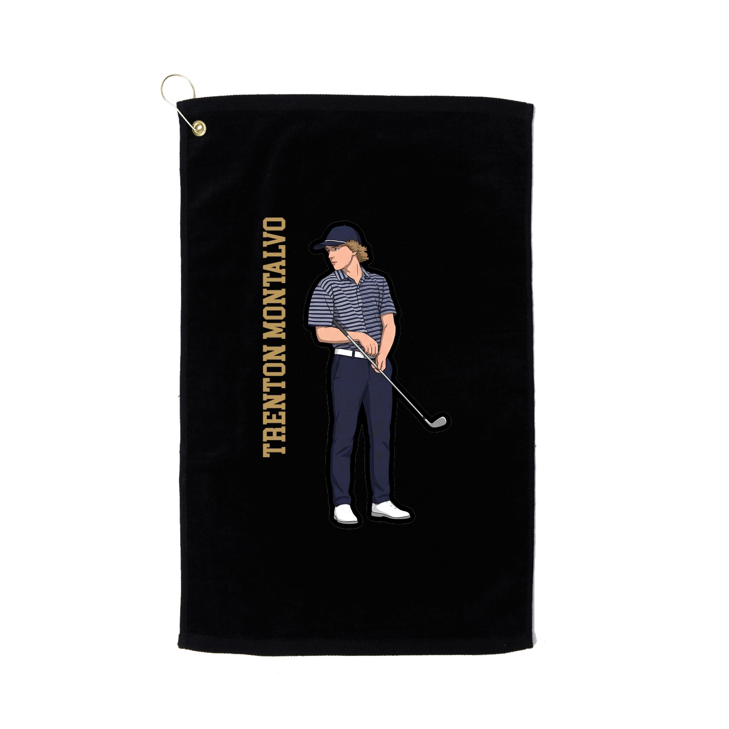 Golf Towel — Name Vertical in Black