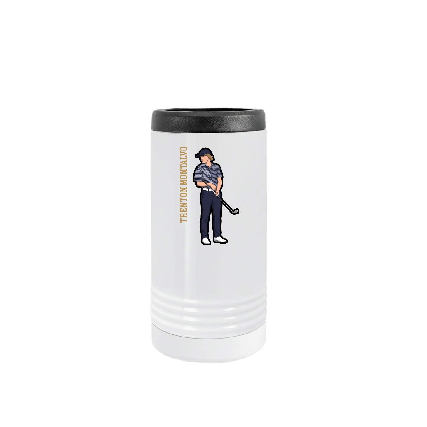 Slim Beverage Holder — Name Vertical in White
