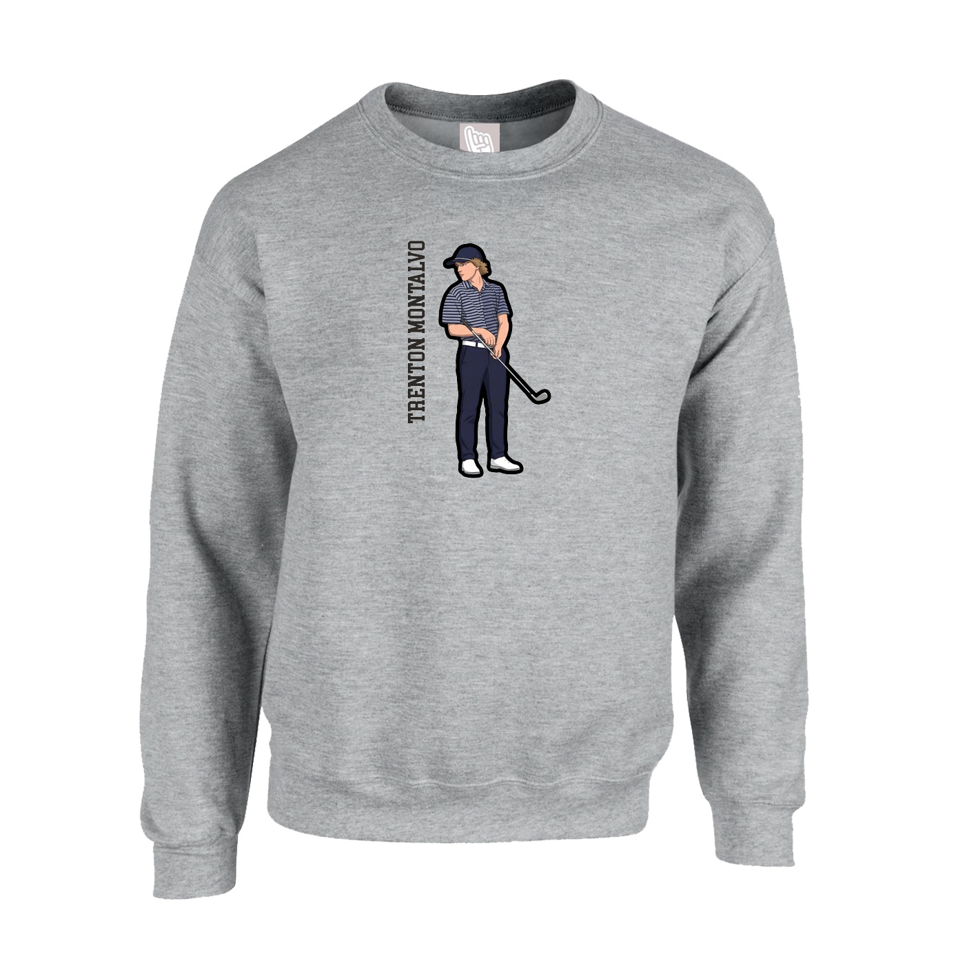 Fleece Crew — Name Vertical in Grey