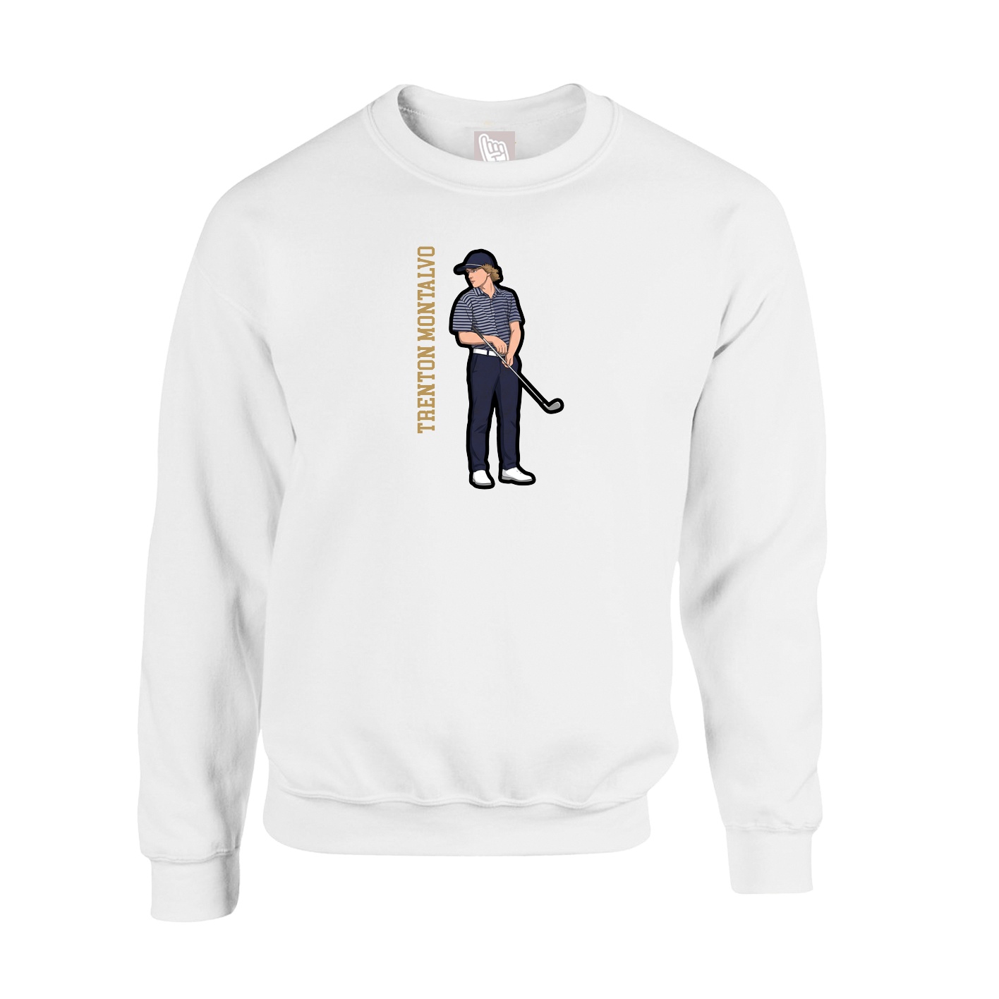 Fleece Crew — Name Vertical in White