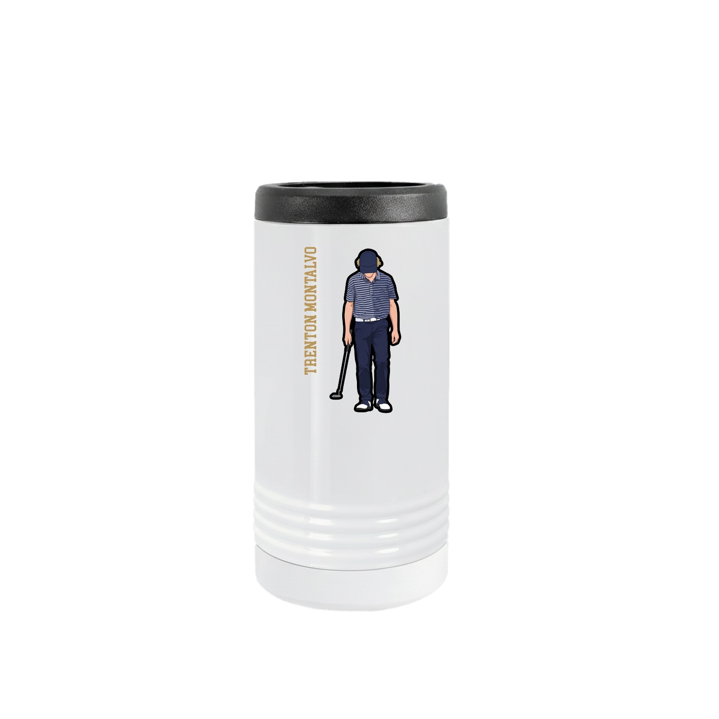 Slim Beverage Holder — Name Vertical in White