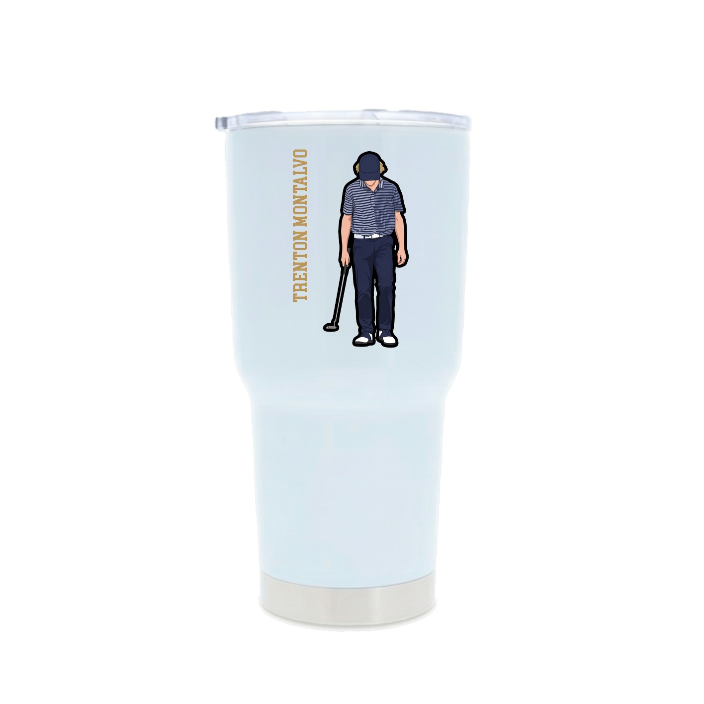 30oz Stainless Steel Tumbler — Name Vertical in White