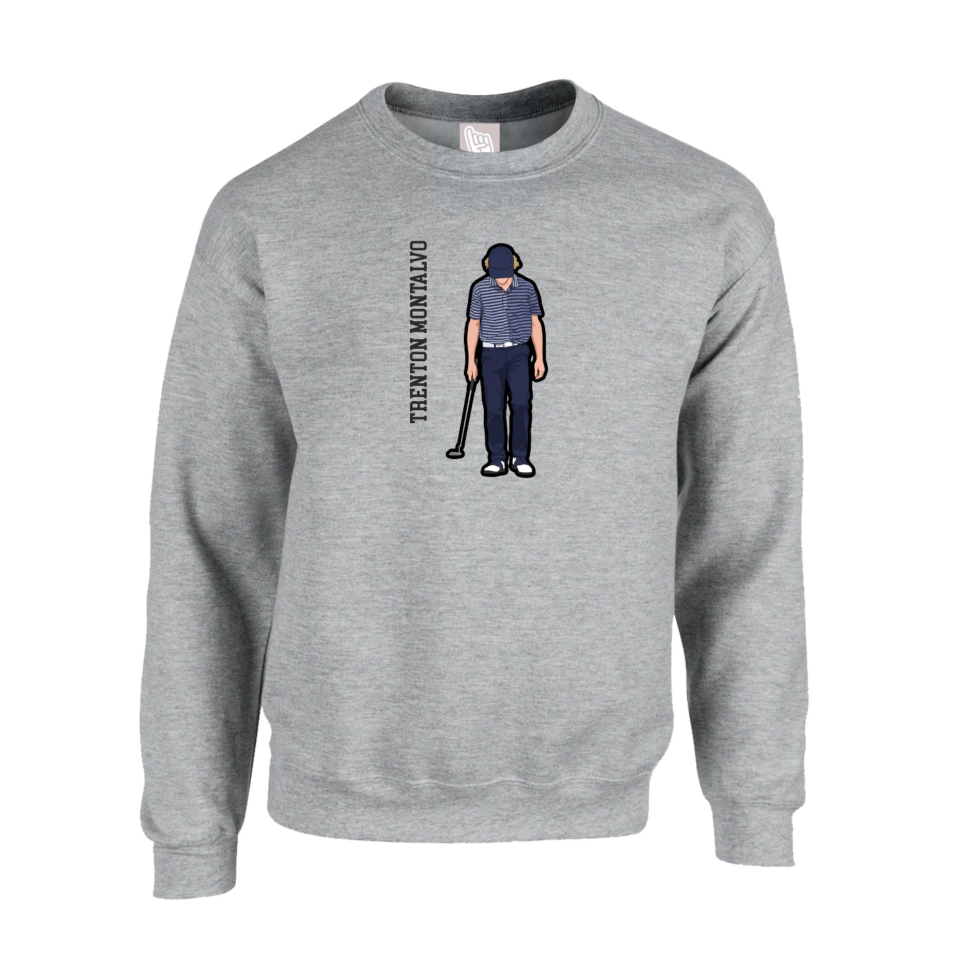 Fleece Crew — Name Vertical in Grey