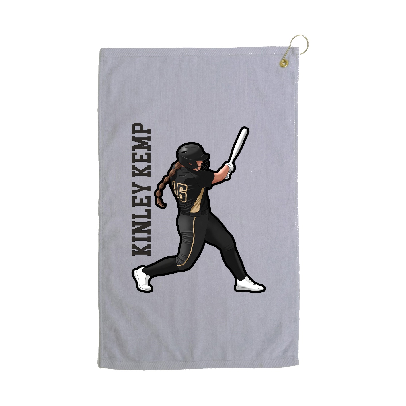 Golf Towel — Name Vertical in Grey