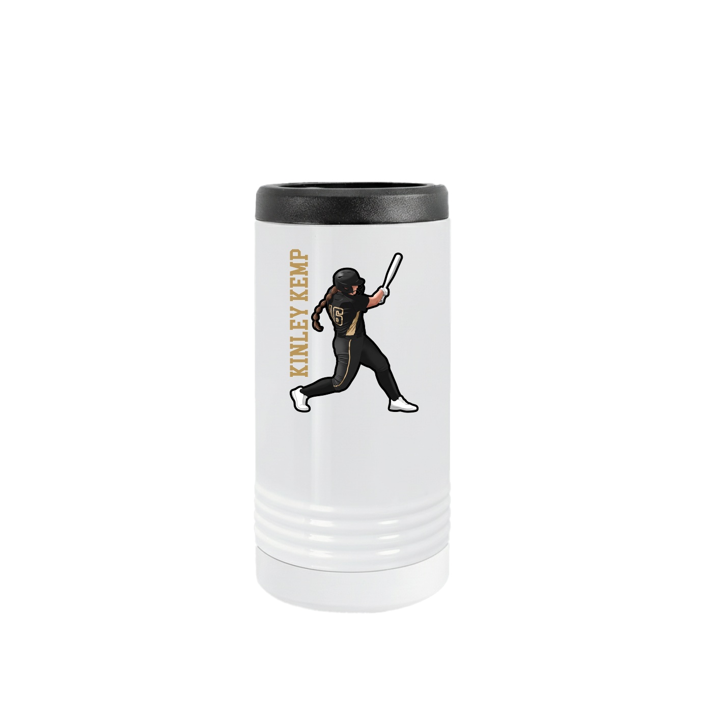 Slim Beverage Holder — Name Vertical in White
