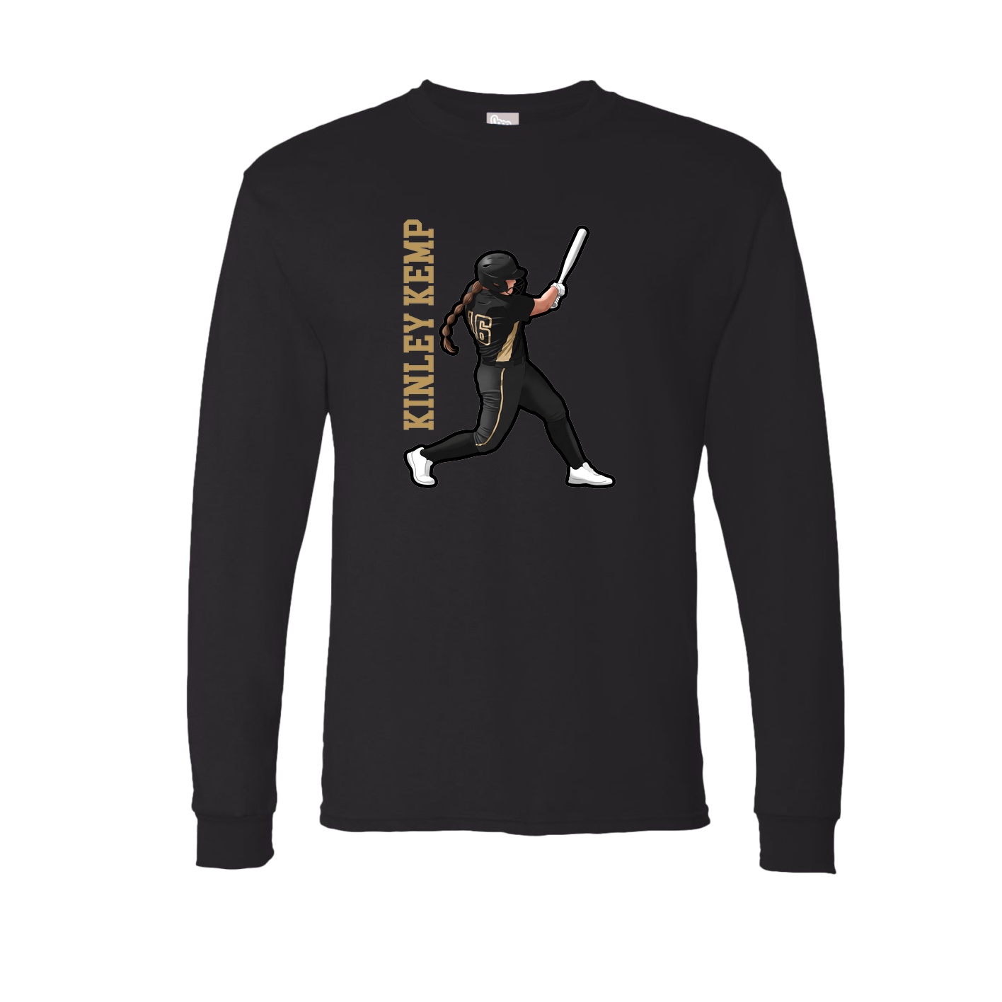 Long Sleeve Tee — Name Vertical in Black