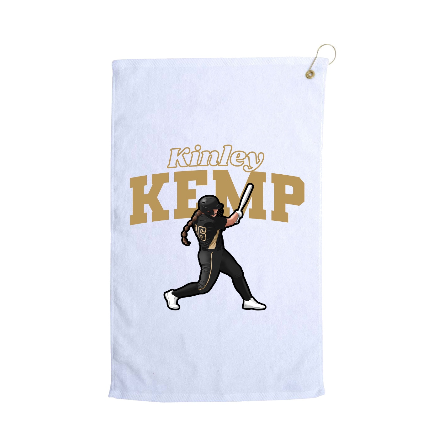 Golf Towel — Name Arch in White