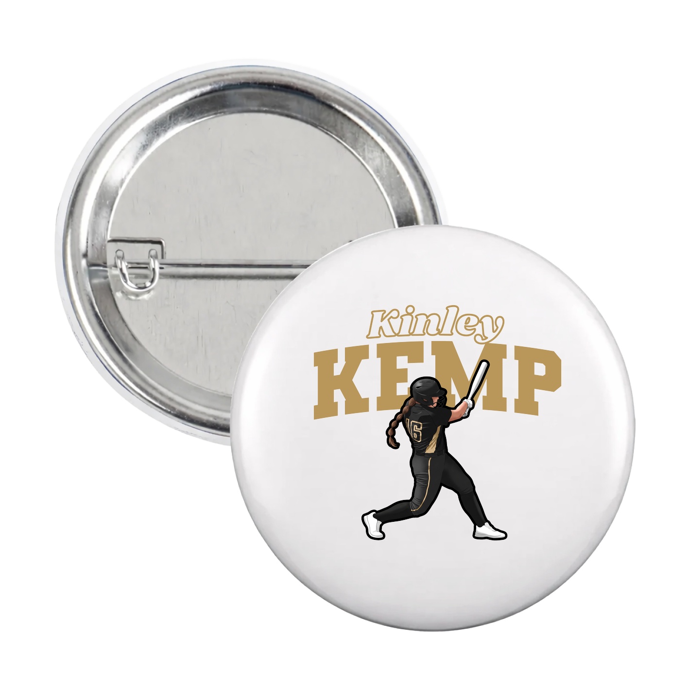 Game Day Button — Name Arch in White
