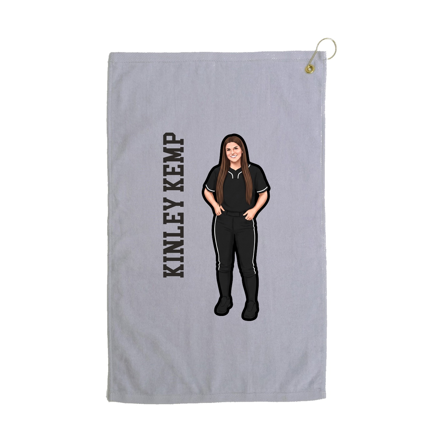 Golf Towel — Name Vertical in Grey