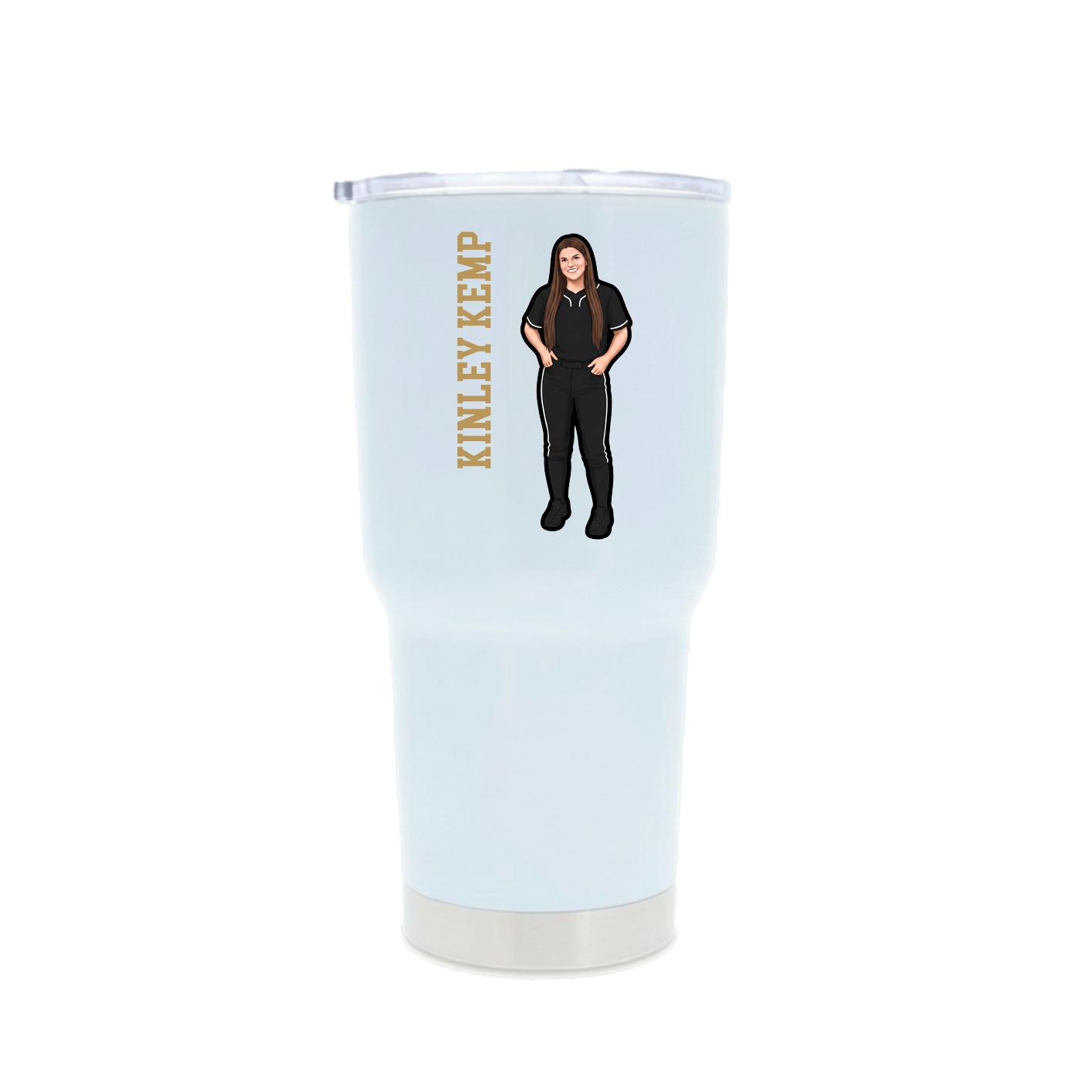30oz Stainless Steel Tumbler — Name Vertical in White