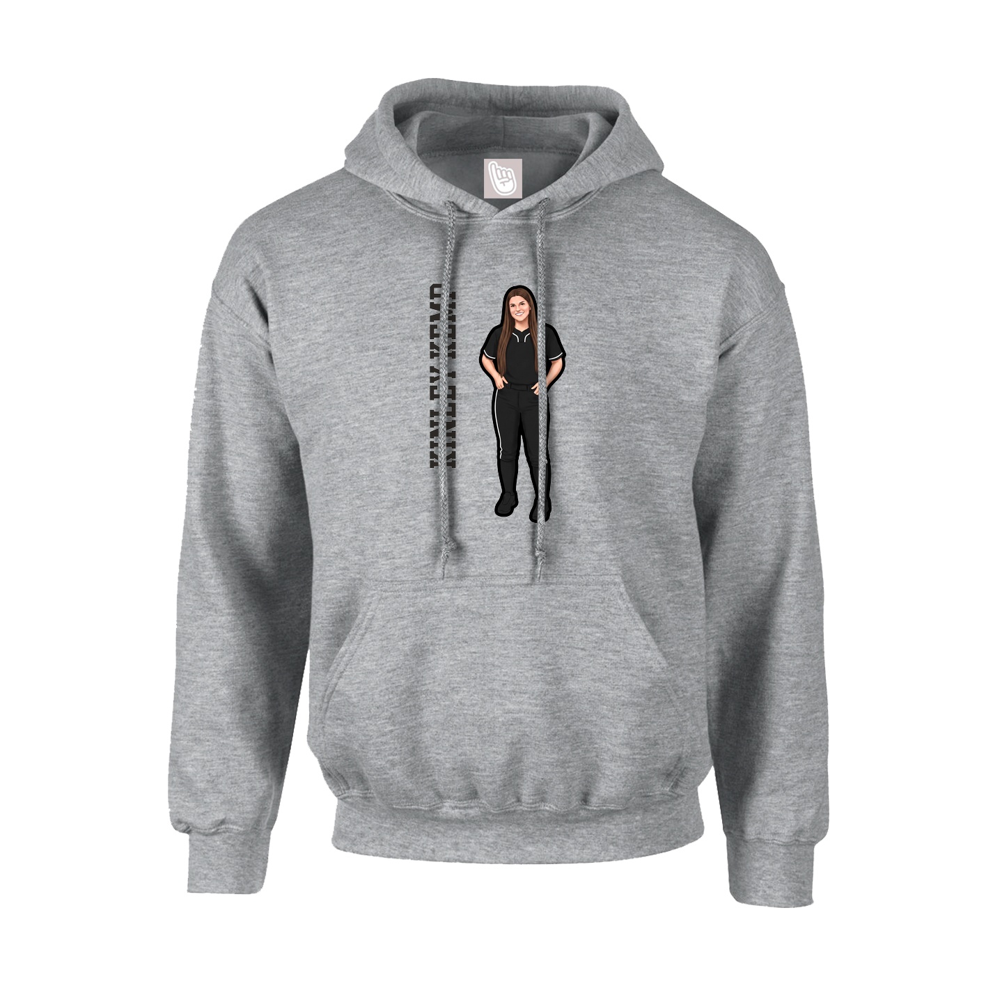 Hoodie — Name Vertical in Grey