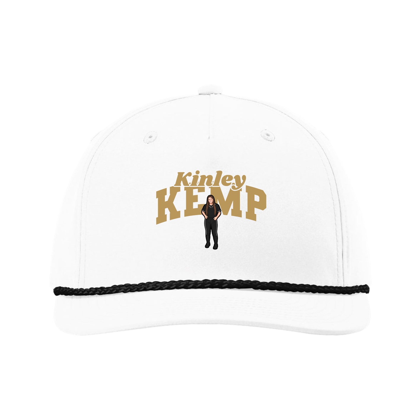 Five-Panel Classic Rope Cap — Signature Arch in White