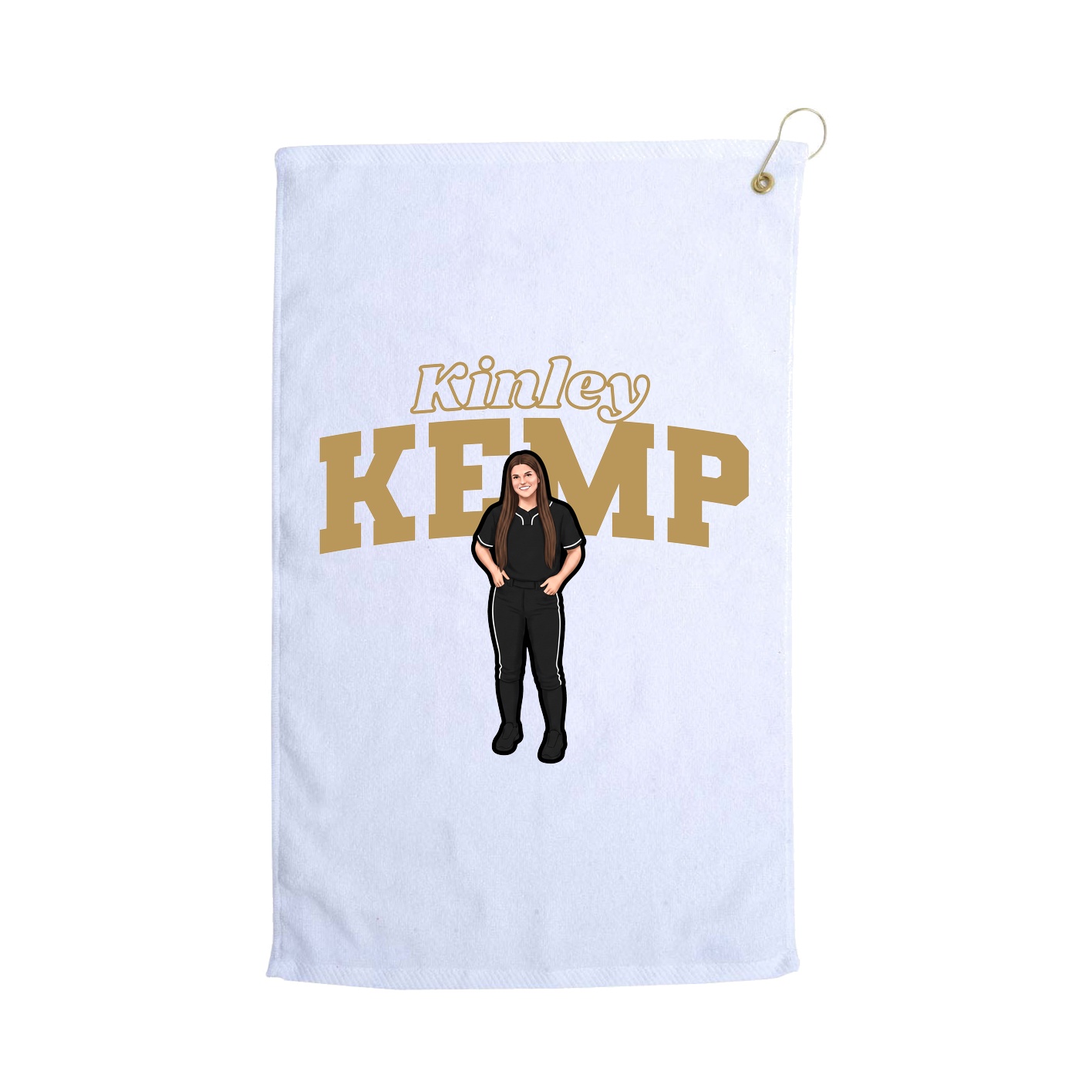 Golf Towel — Name Arch in White
