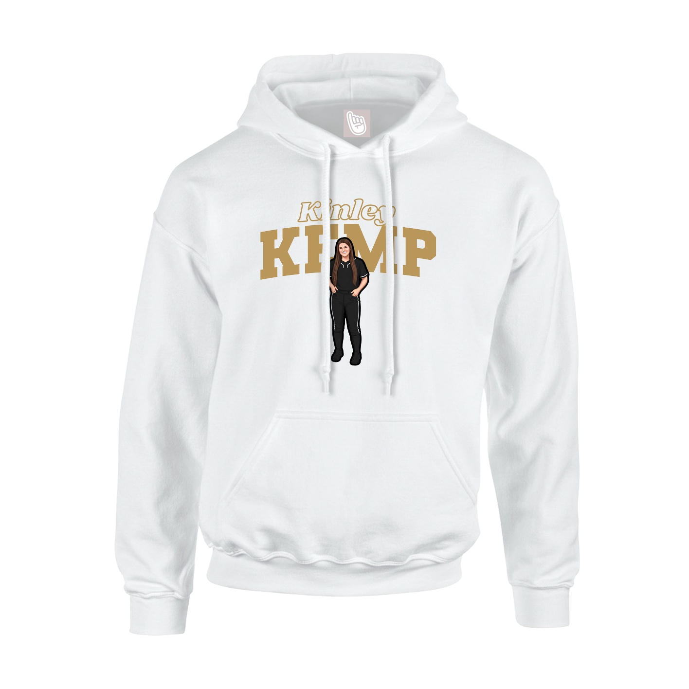 Youth Hoodie — Name Arch in White