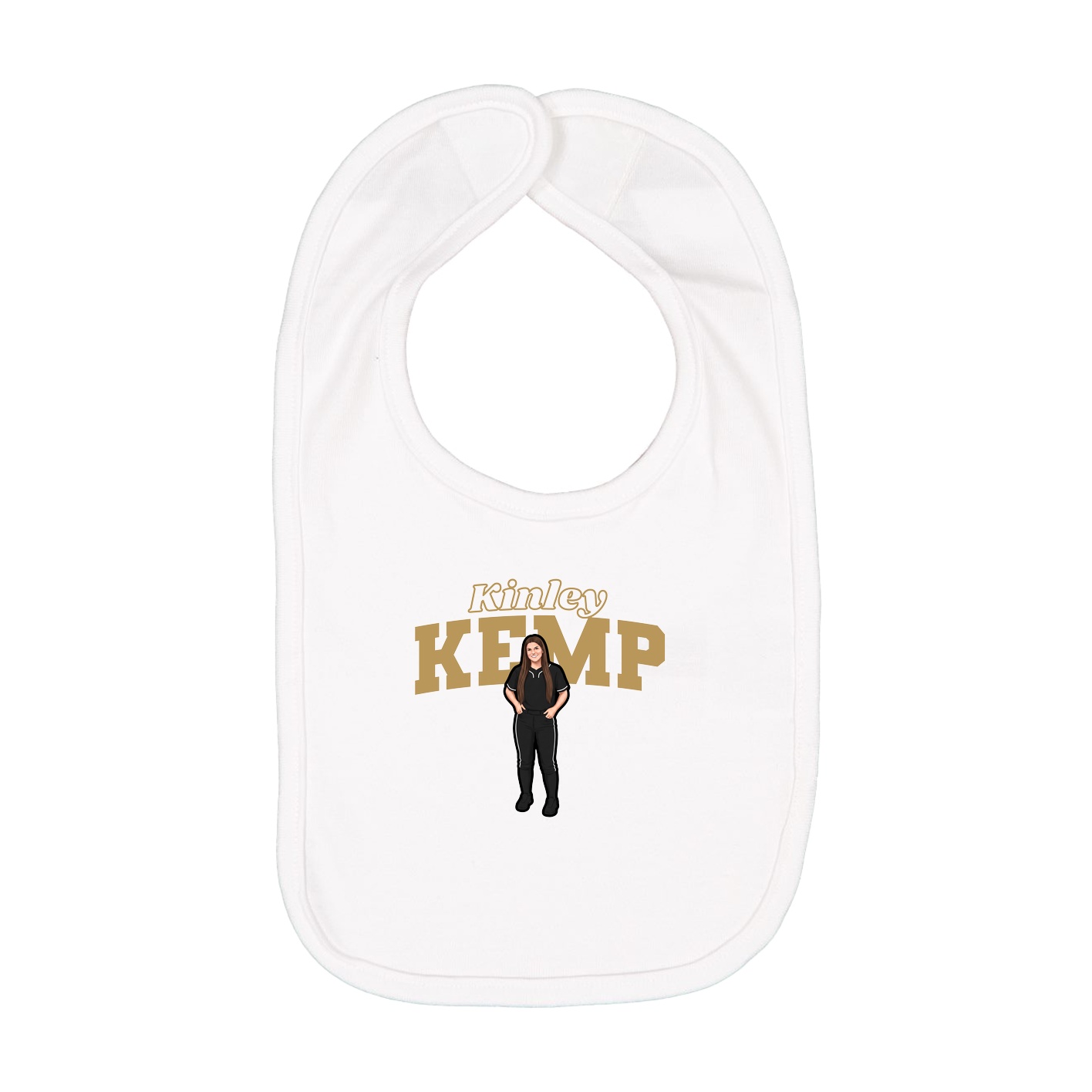Infant Bib — Name Arch in White
