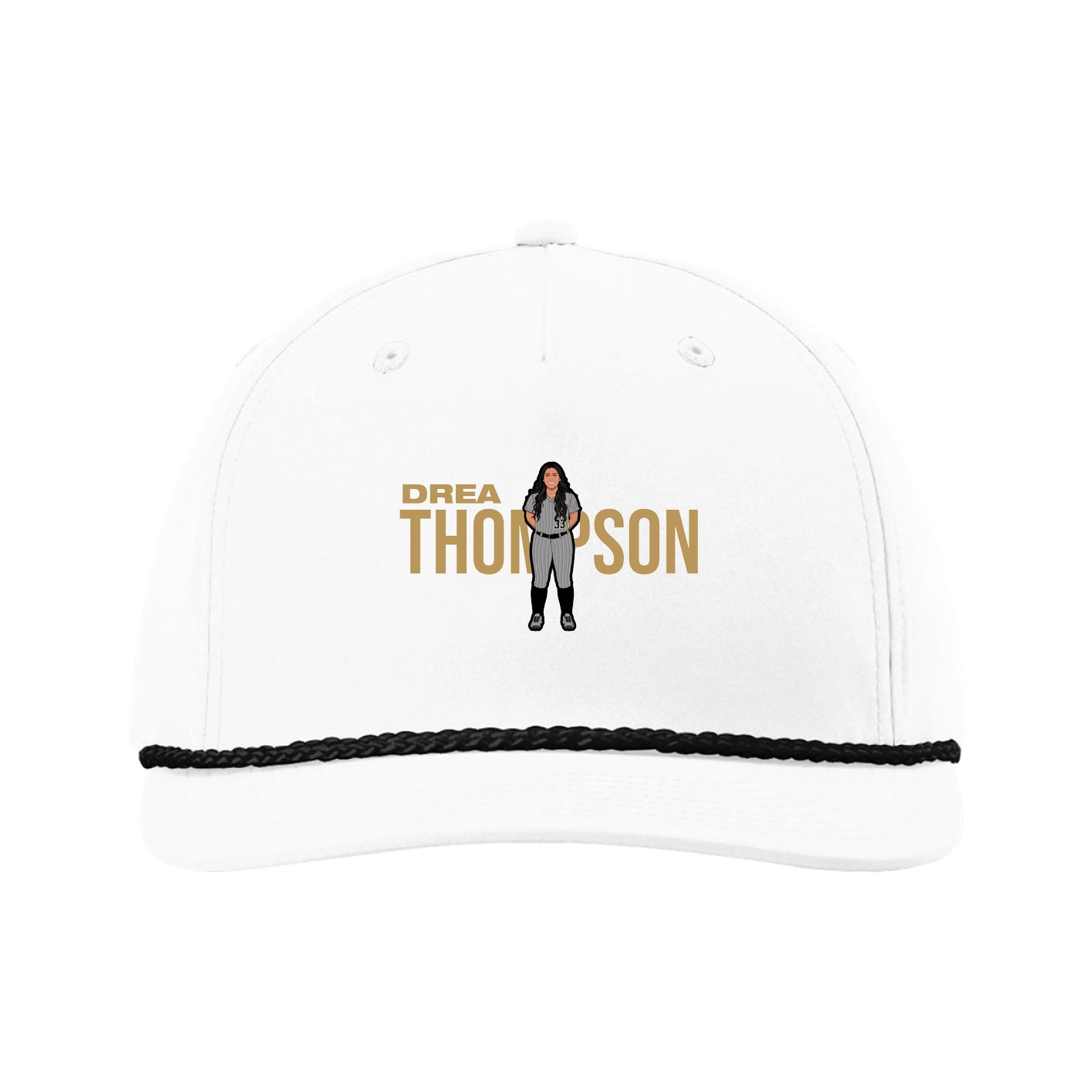 Five-Panel Classic Rope Cap — Player Name in White