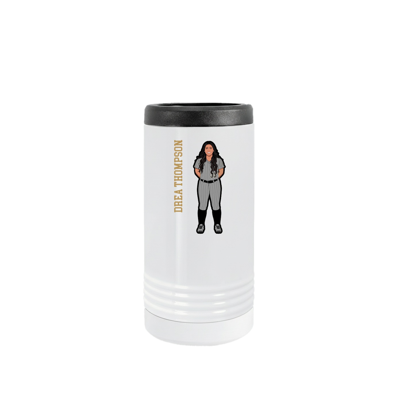 Slim Beverage Holder — Name Vertical in White