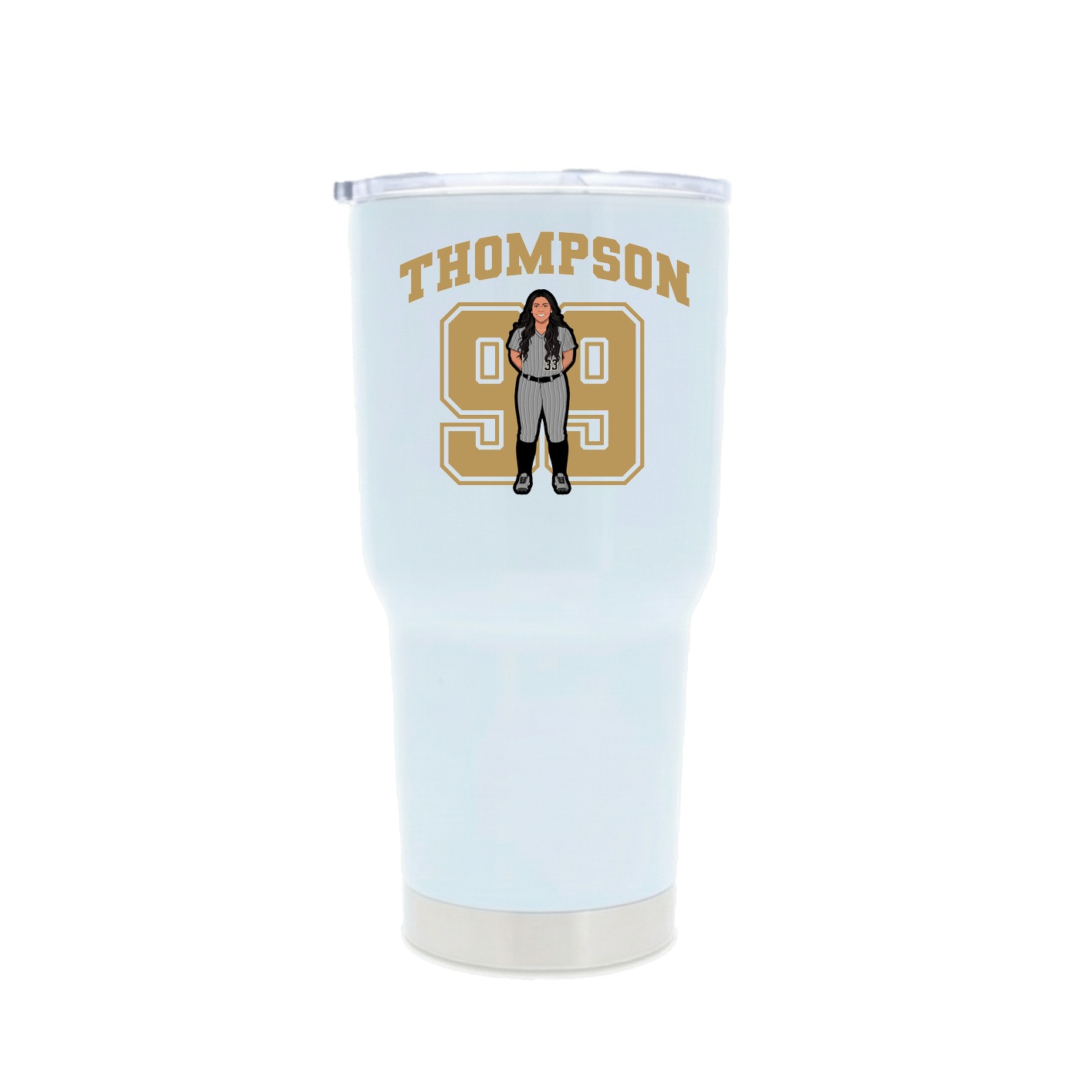 30oz Stainless Steel Tumbler — Number in White