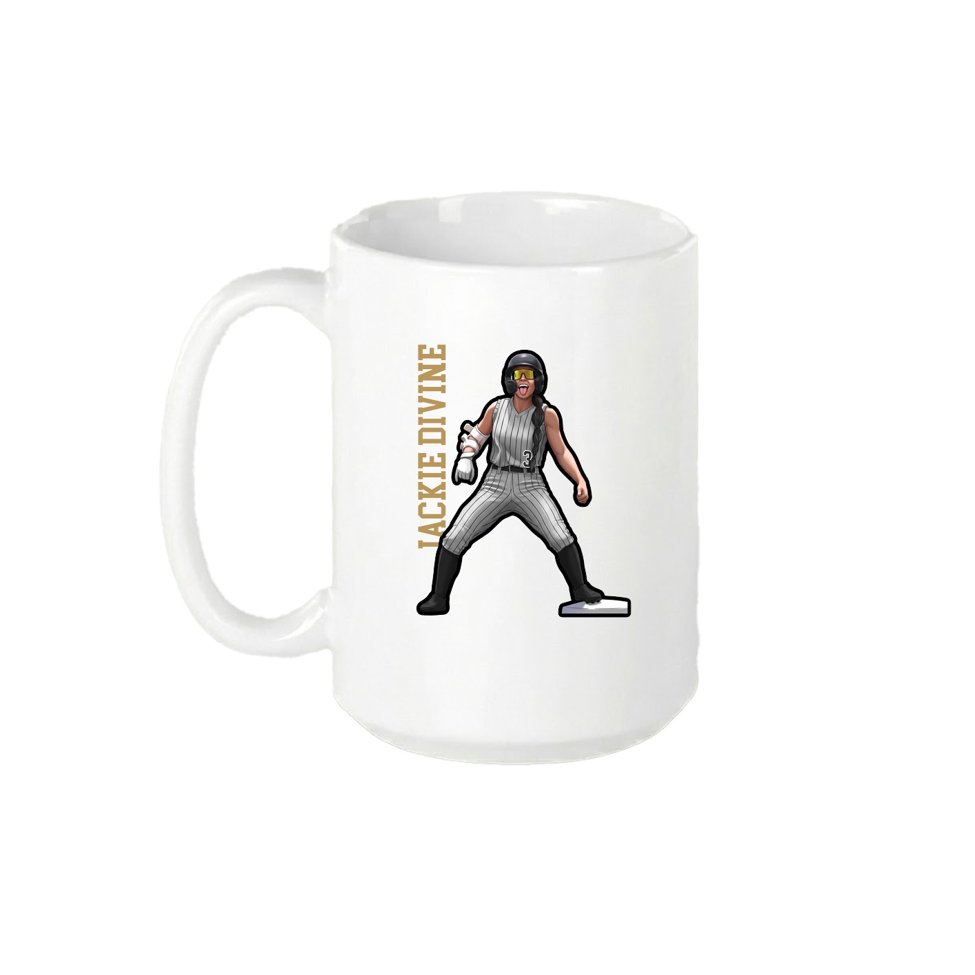 15oz Coffee Mug — Name Vertical in White