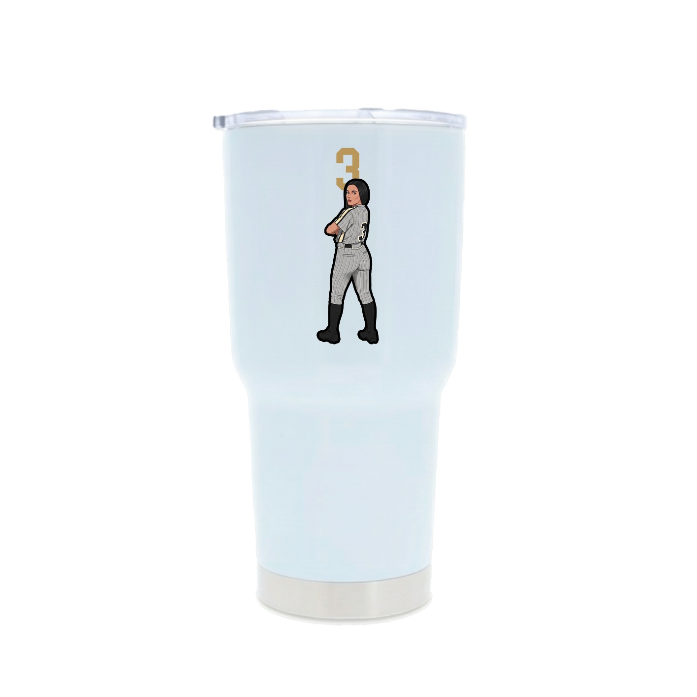 30oz Stainless Steel Tumbler — Number Top in White