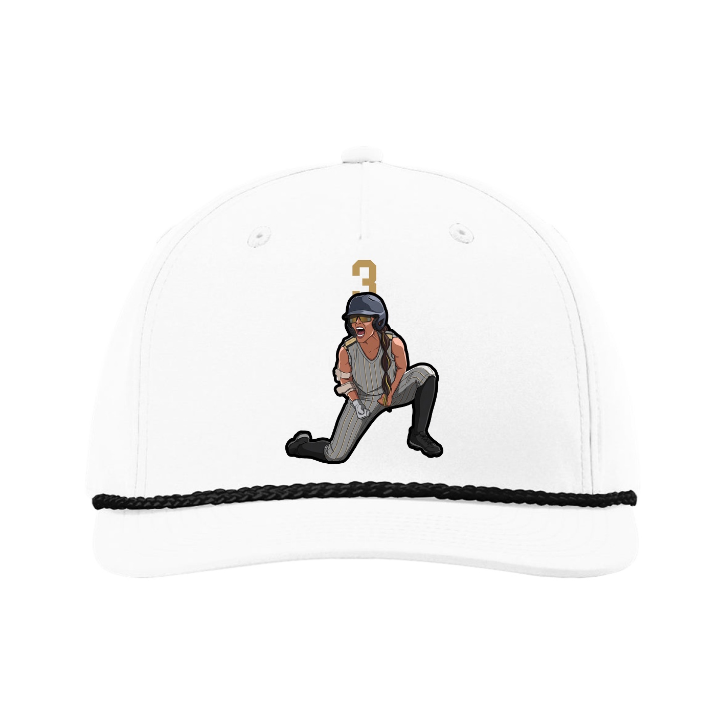 Five-Panel Classic Rope Cap — Number Top in White