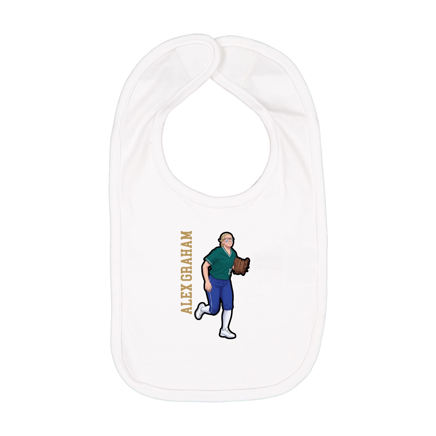 Infant Bib — Name Vertical in White