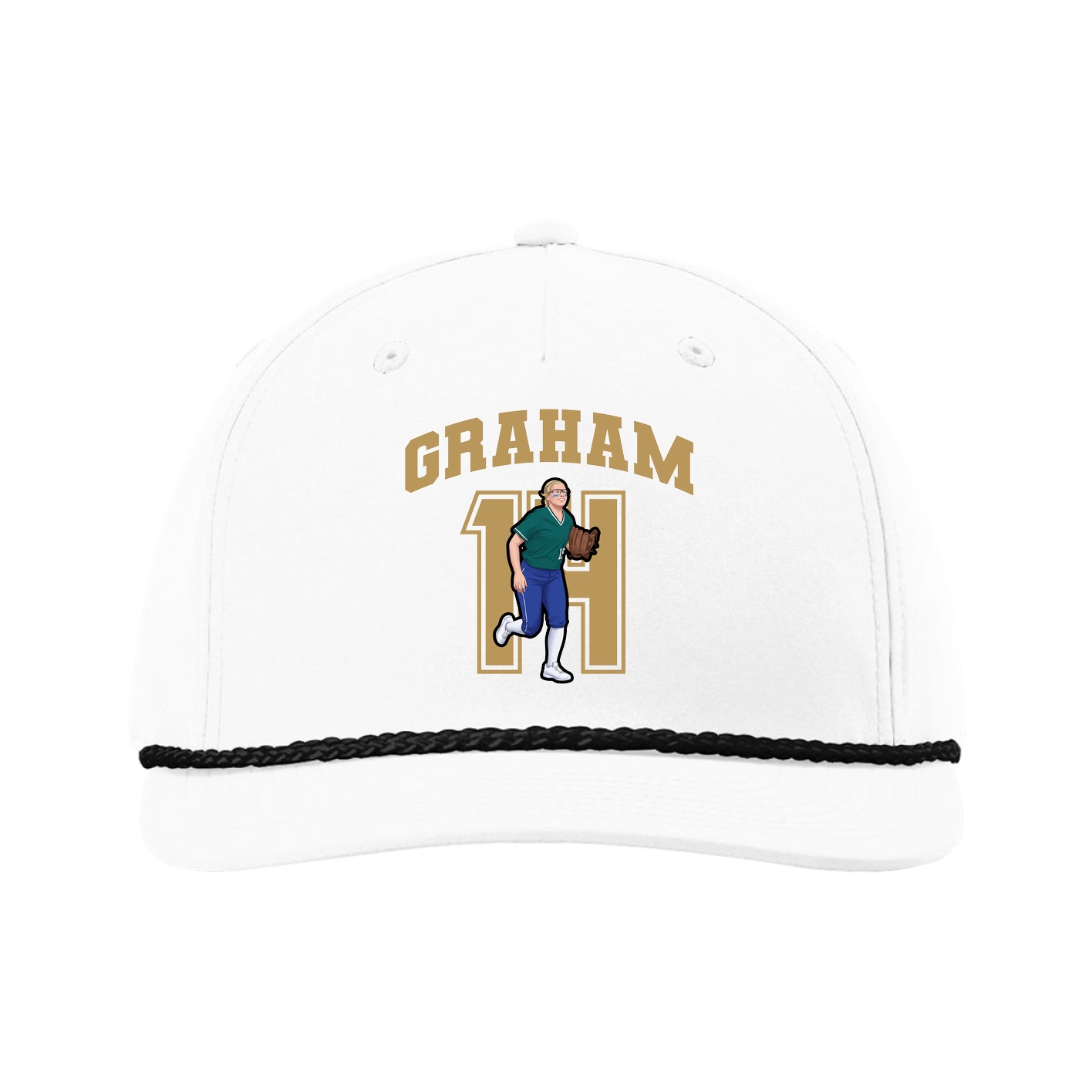 Five-Panel Classic Rope Cap — Number in White