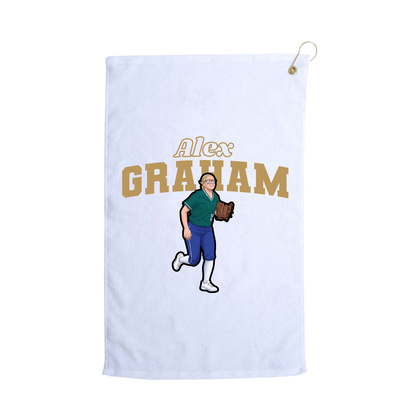 Golf Towel — Name Arch in White