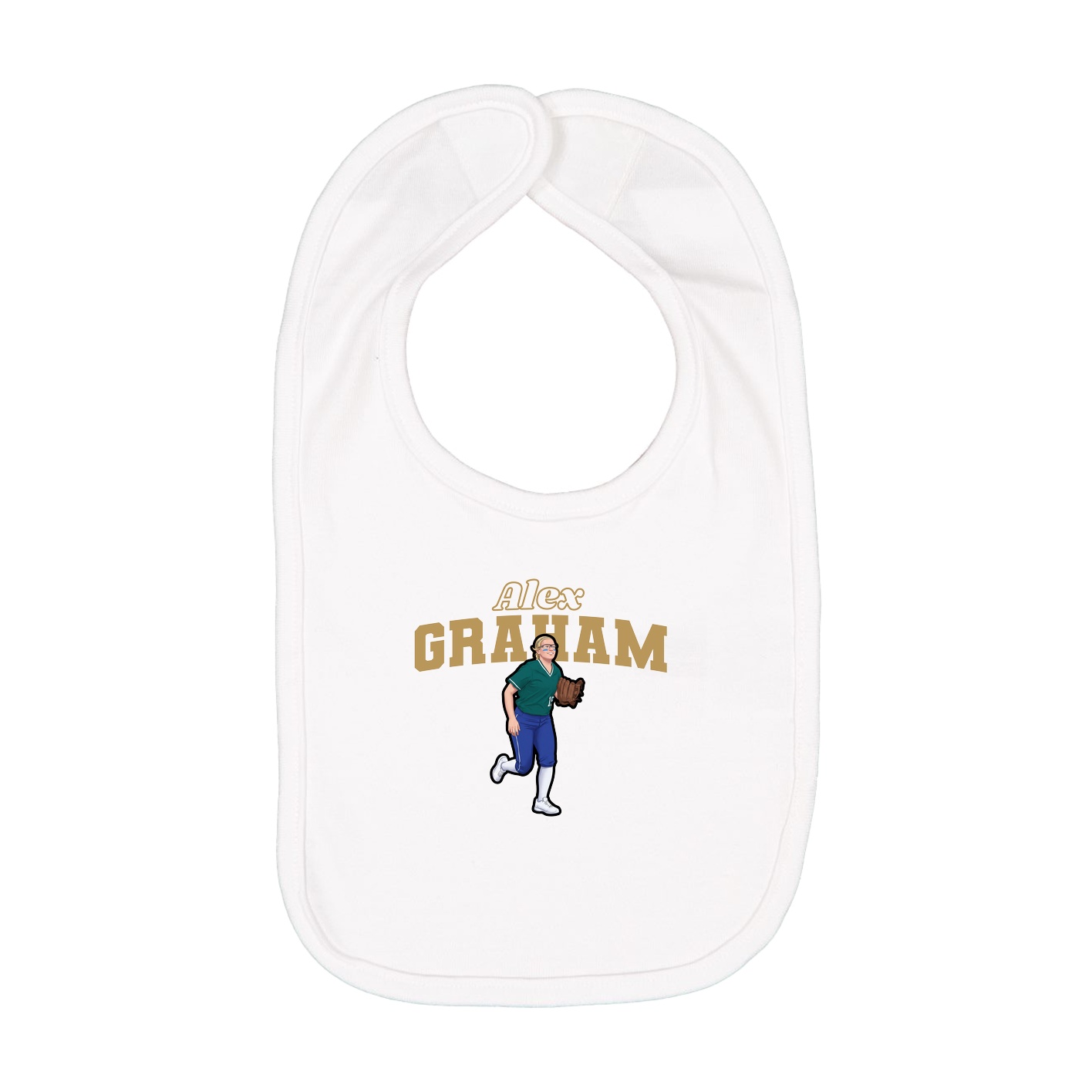 Infant Bib — Name Arch in White