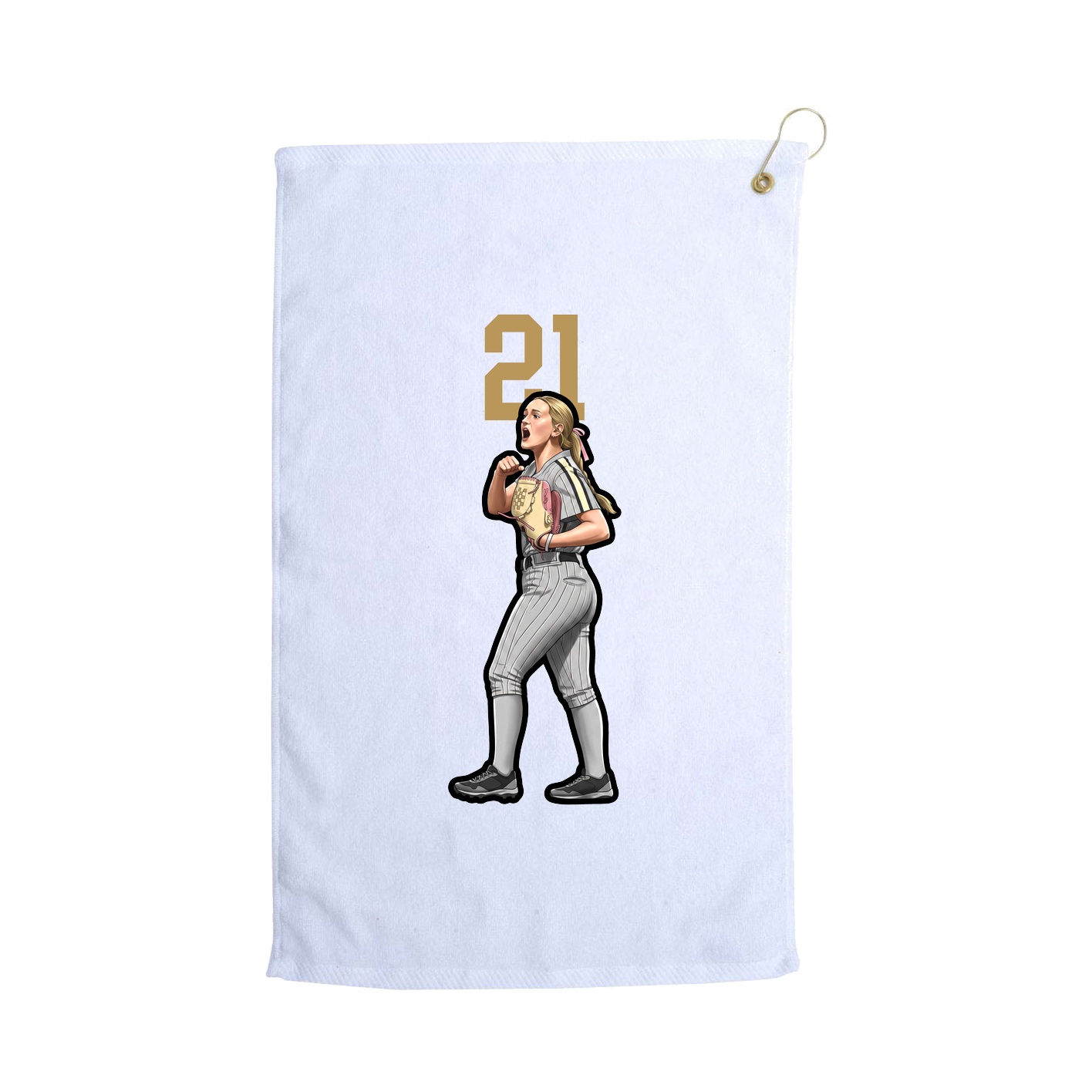 Golf Towel — Number Top in White