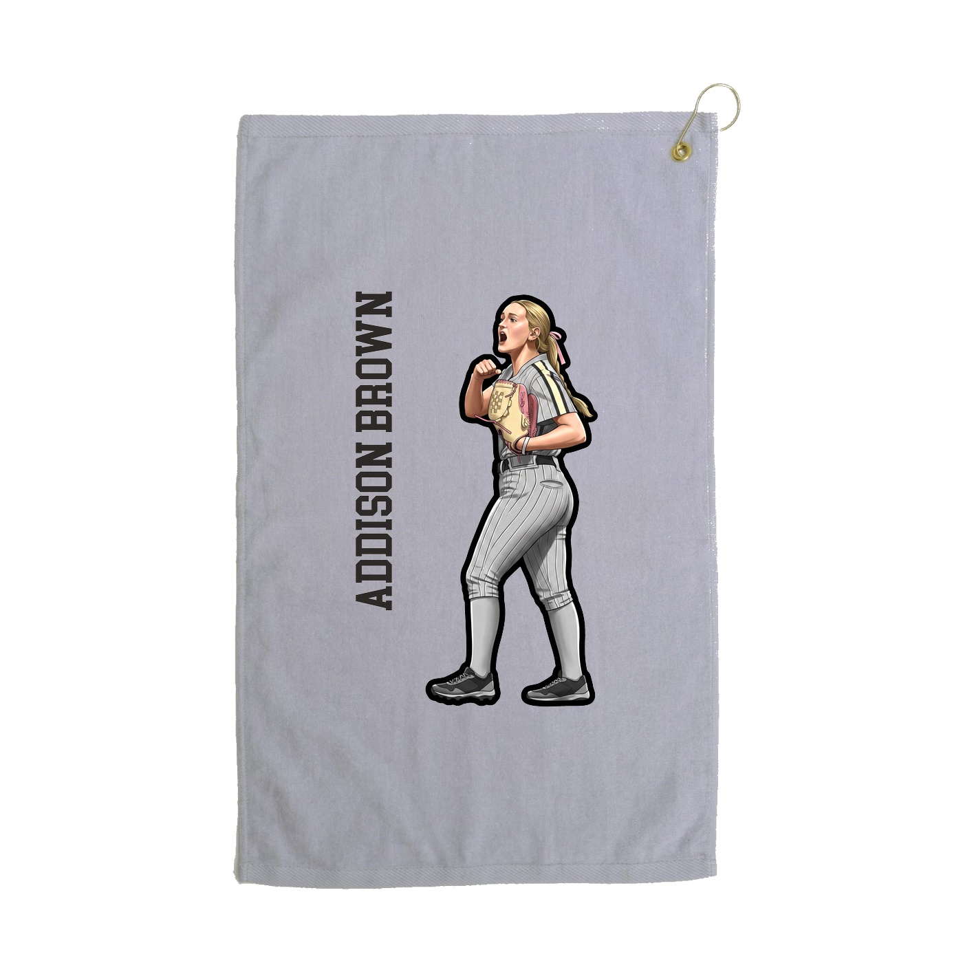 Golf Towel — Name Vertical in Grey
