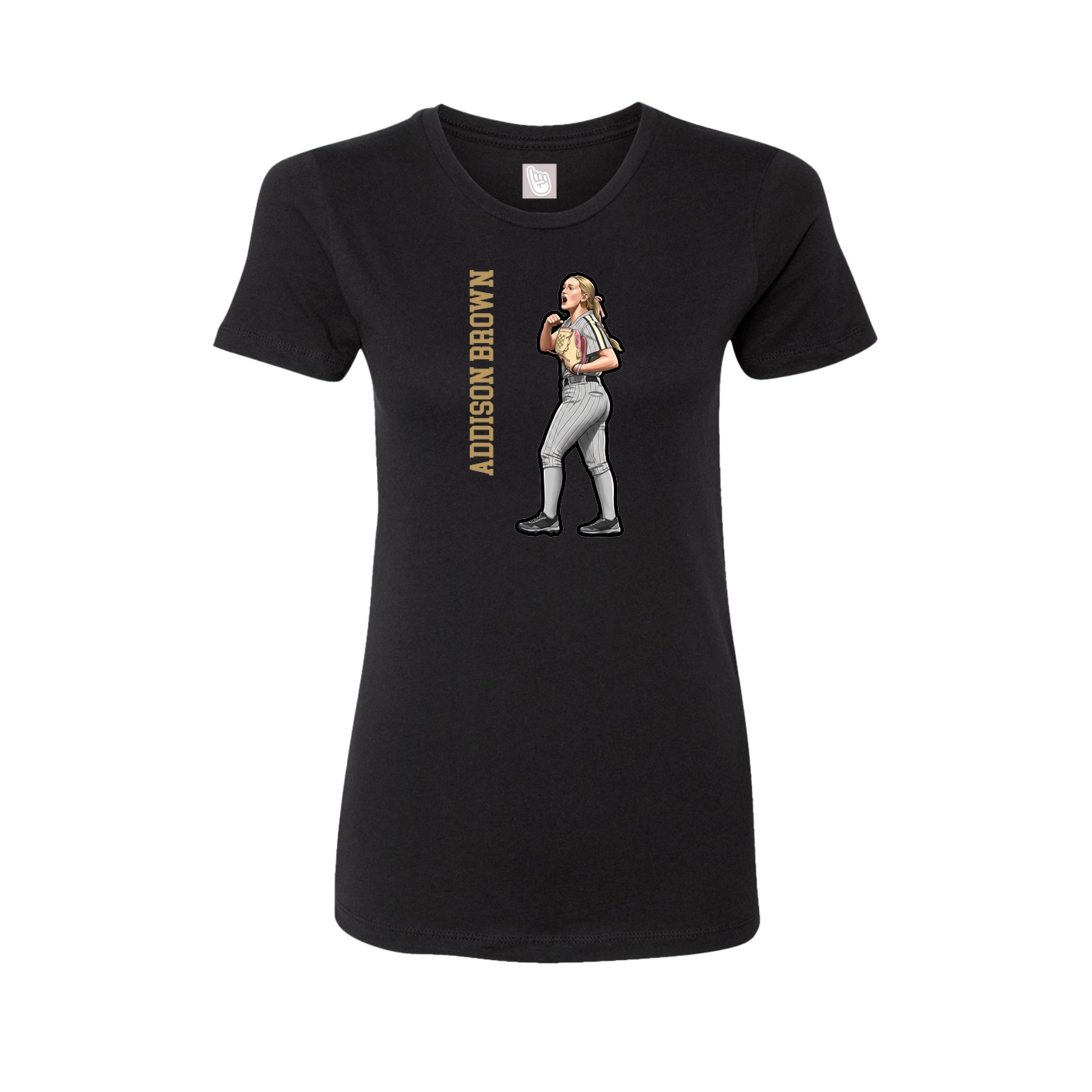 Fitted Women's Tee — Name Vertical in Black