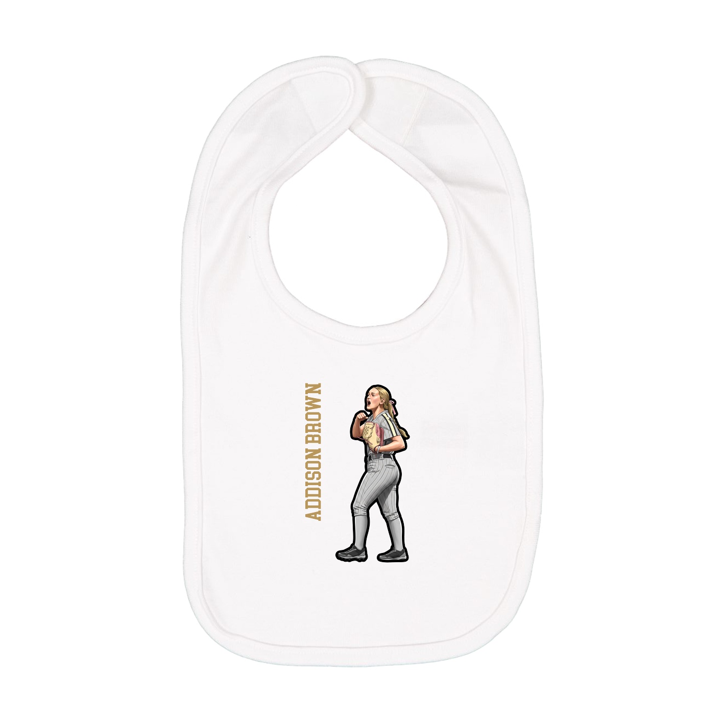 Infant Bib — Name Vertical in White