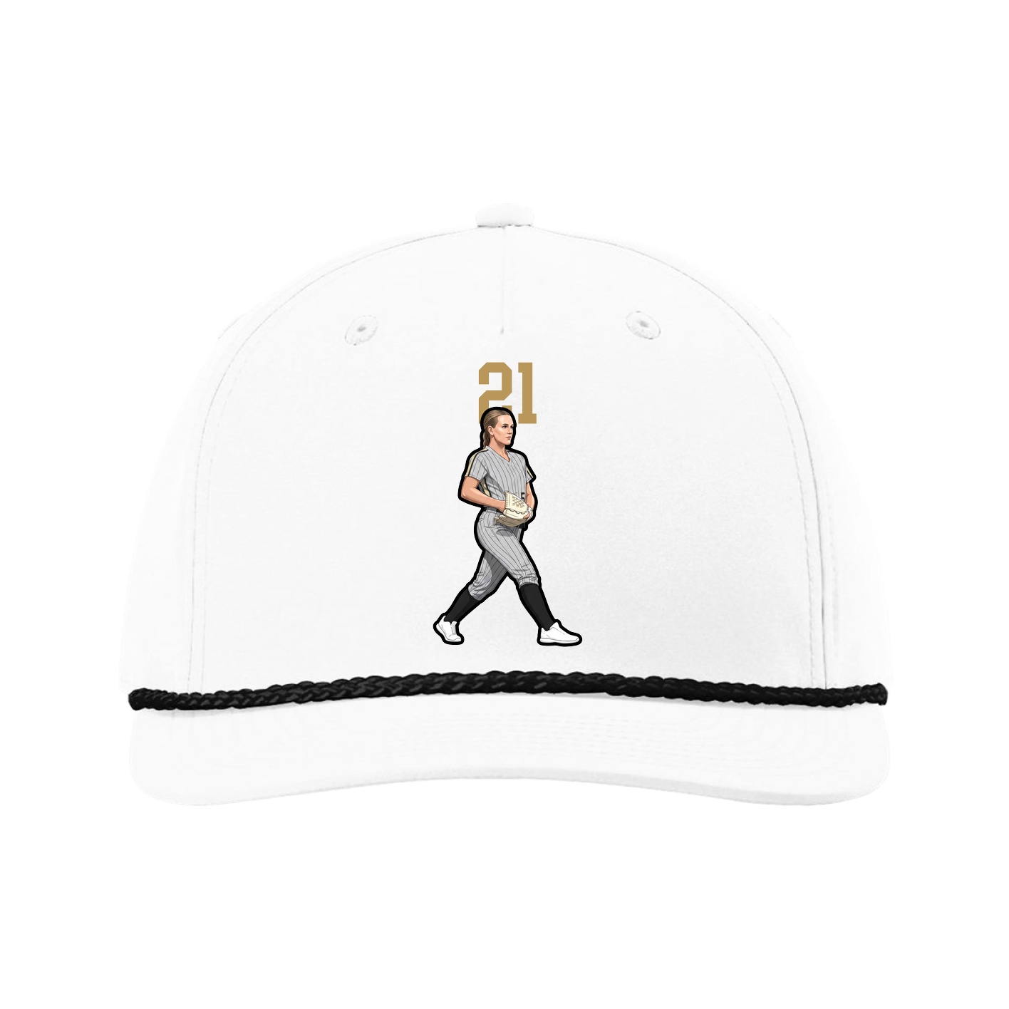 Five-Panel Classic Rope Cap — Number Top in White